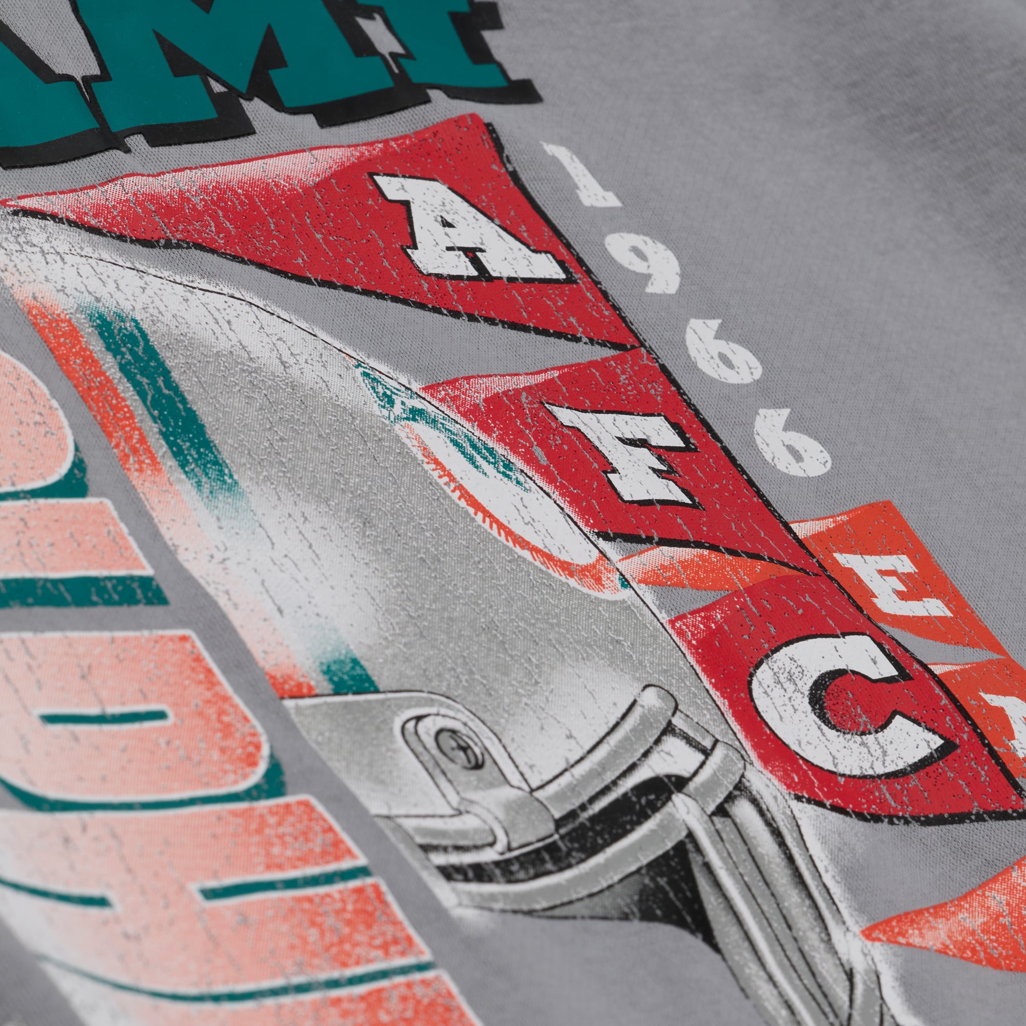 Women's Mitchell & Ness  Gray Miami Dolphins Street Graphic Crewneck Sweatshirt