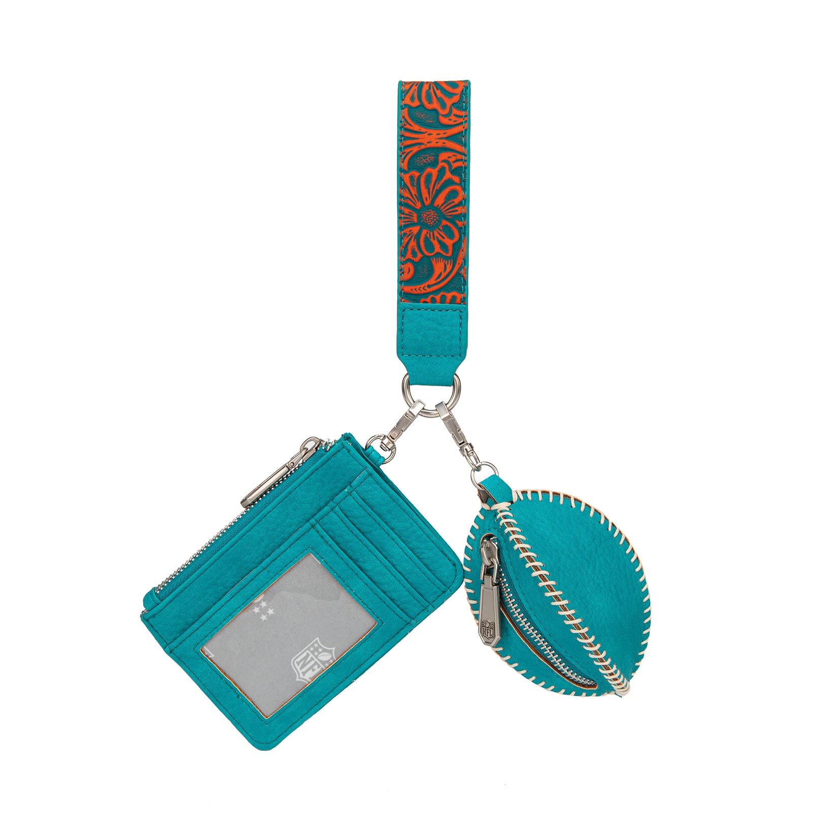 Portefeuille et bracelet porte-clés football Montana West Miami Dolphins pour femme