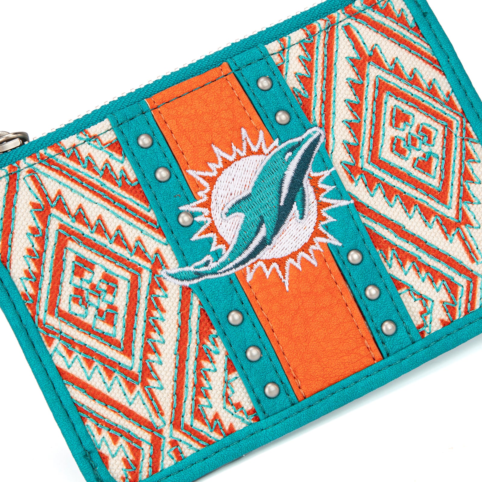 Portefeuille et bracelet porte-clés football Montana West Miami Dolphins pour femme