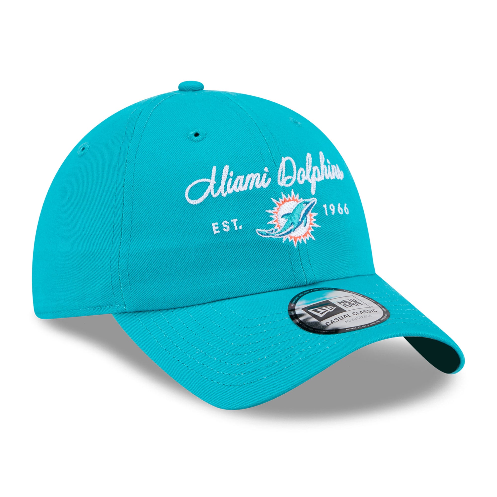 Women's New Era Aqua Miami Dolphins Script Casual Classic Adjustable Hat