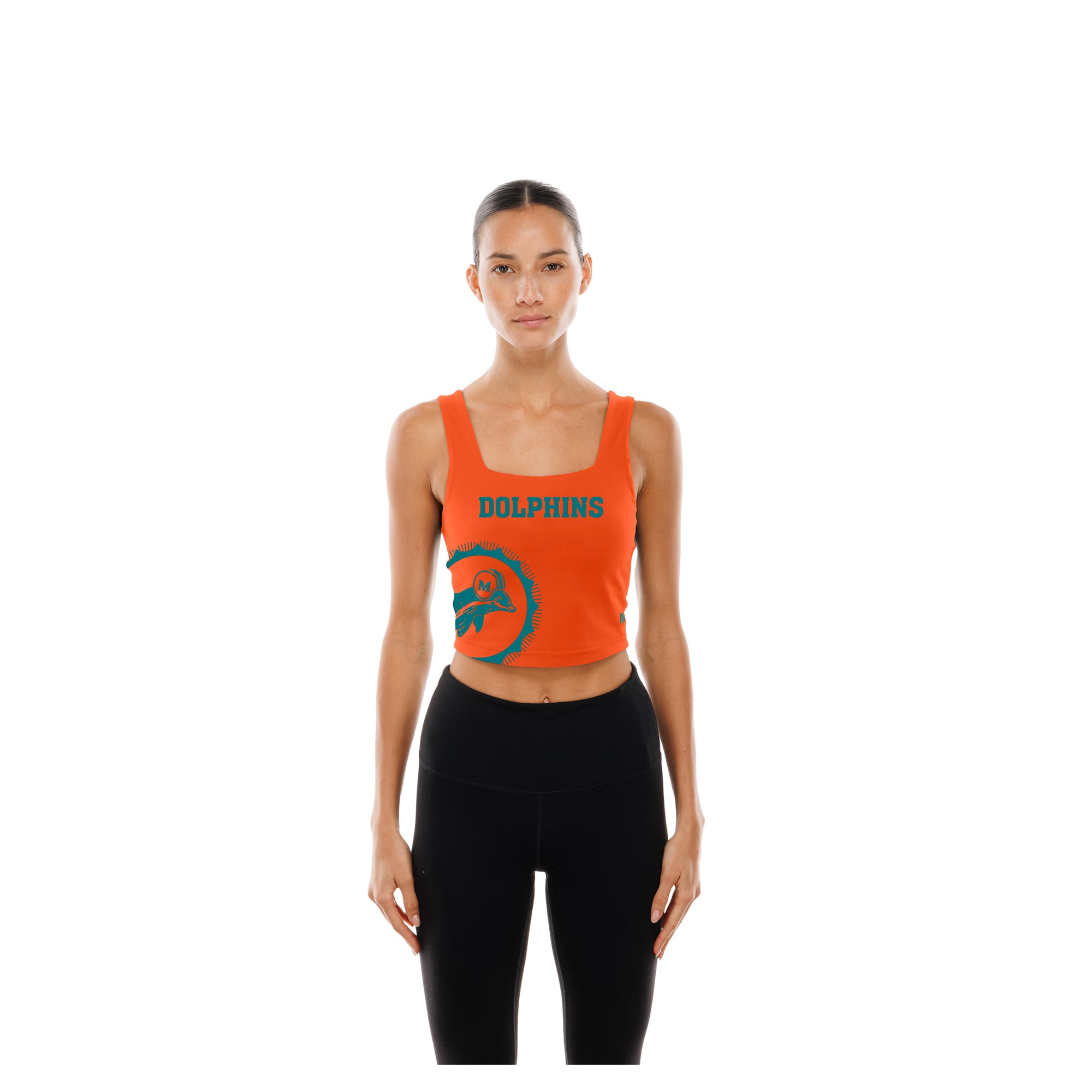 Women's New Era Aqua/Orange Miami Dolphins Reversible Cropped Sport Classics Tank Top