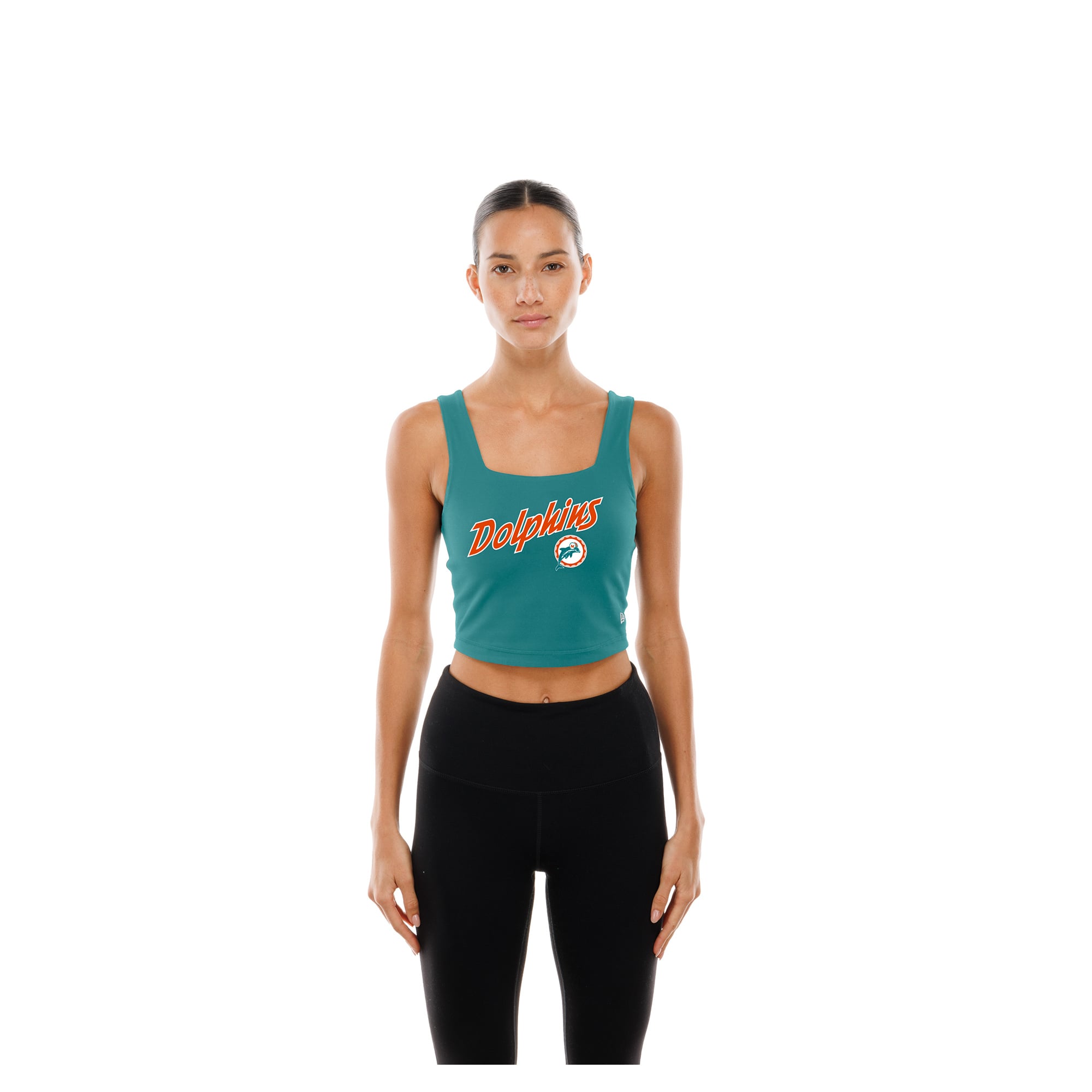 Women's New Era Aqua/Orange Miami Dolphins Reversible Cropped Sport Classics Tank Top