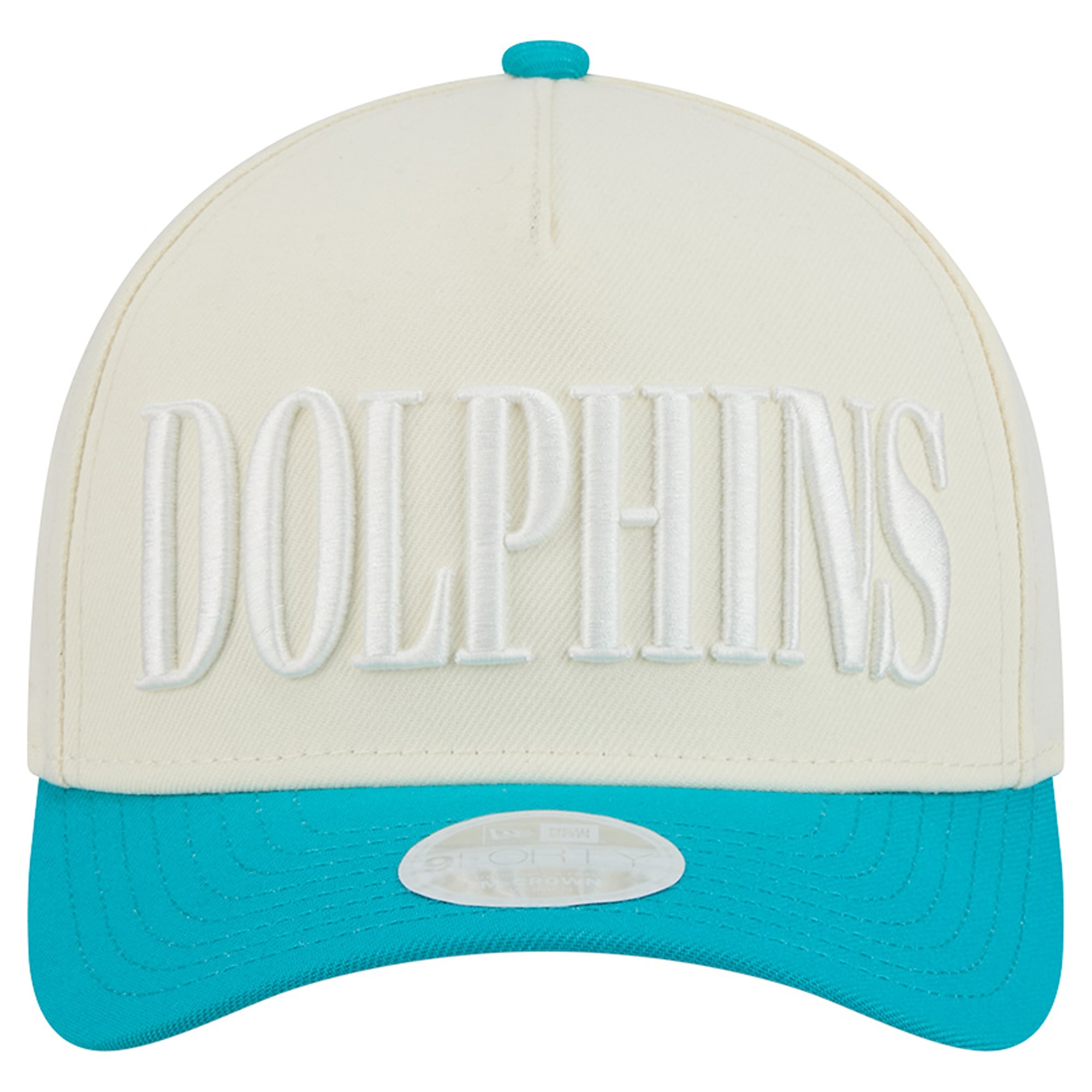 Casquette ajustable New Era 9FORTY crème/turquoise Miami Dolphins pour femme