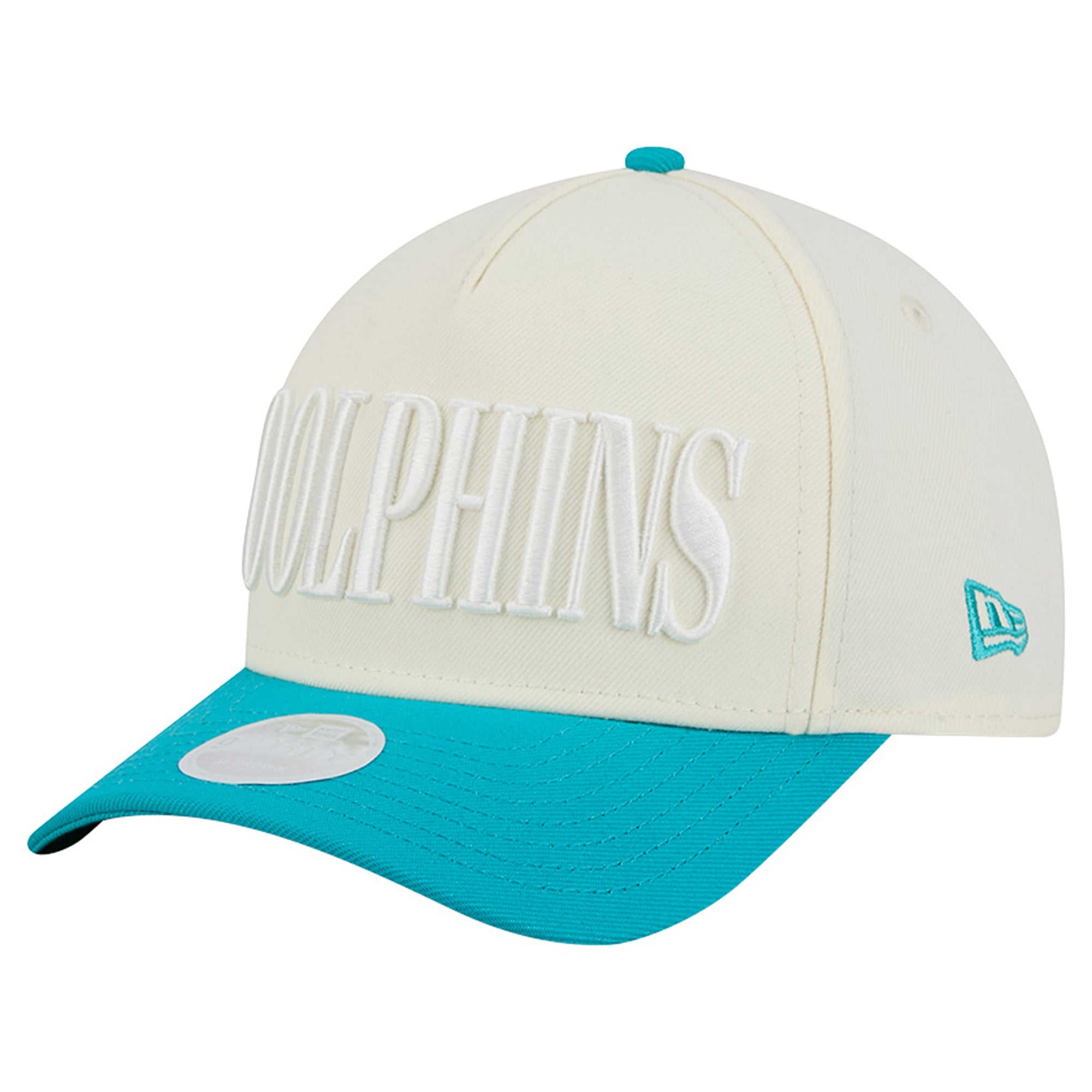 Casquette ajustable New Era 9FORTY crème/turquoise Miami Dolphins pour femme