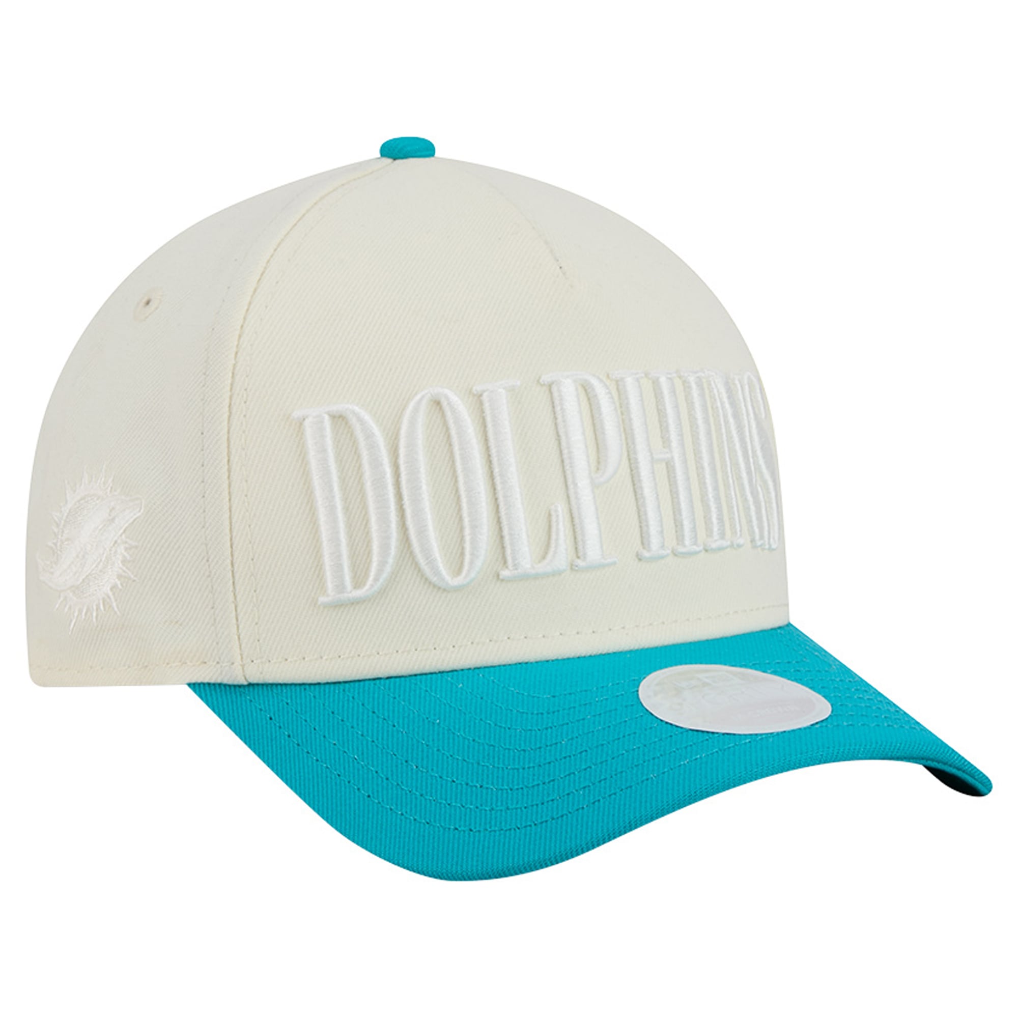 Casquette ajustable New Era 9FORTY crème/turquoise Miami Dolphins pour femme