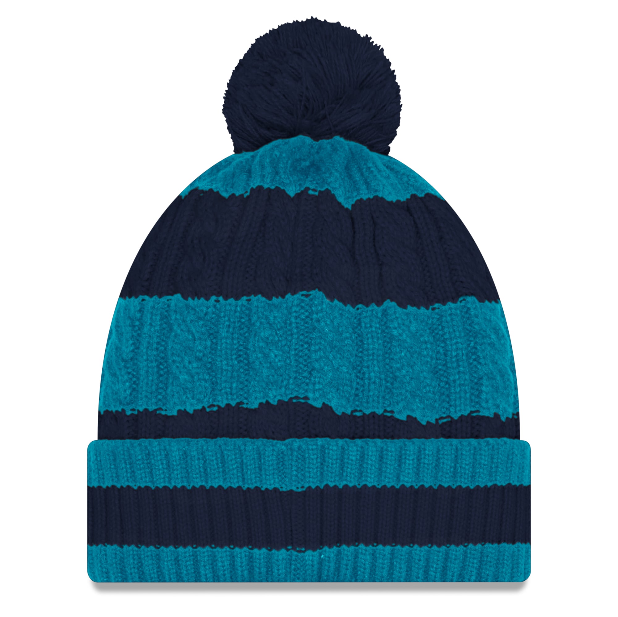 Women's New Era Navy Miami Dolphins Rivalries Collection Fan Pack Braided Cuffed Knit Hat with Pom