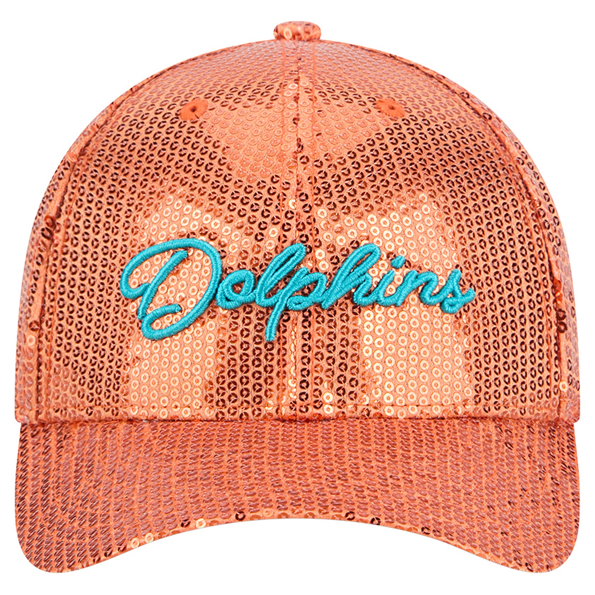 Casquette ajustable New Era 9FORTY orange Miami Dolphins à paillettes pour femme