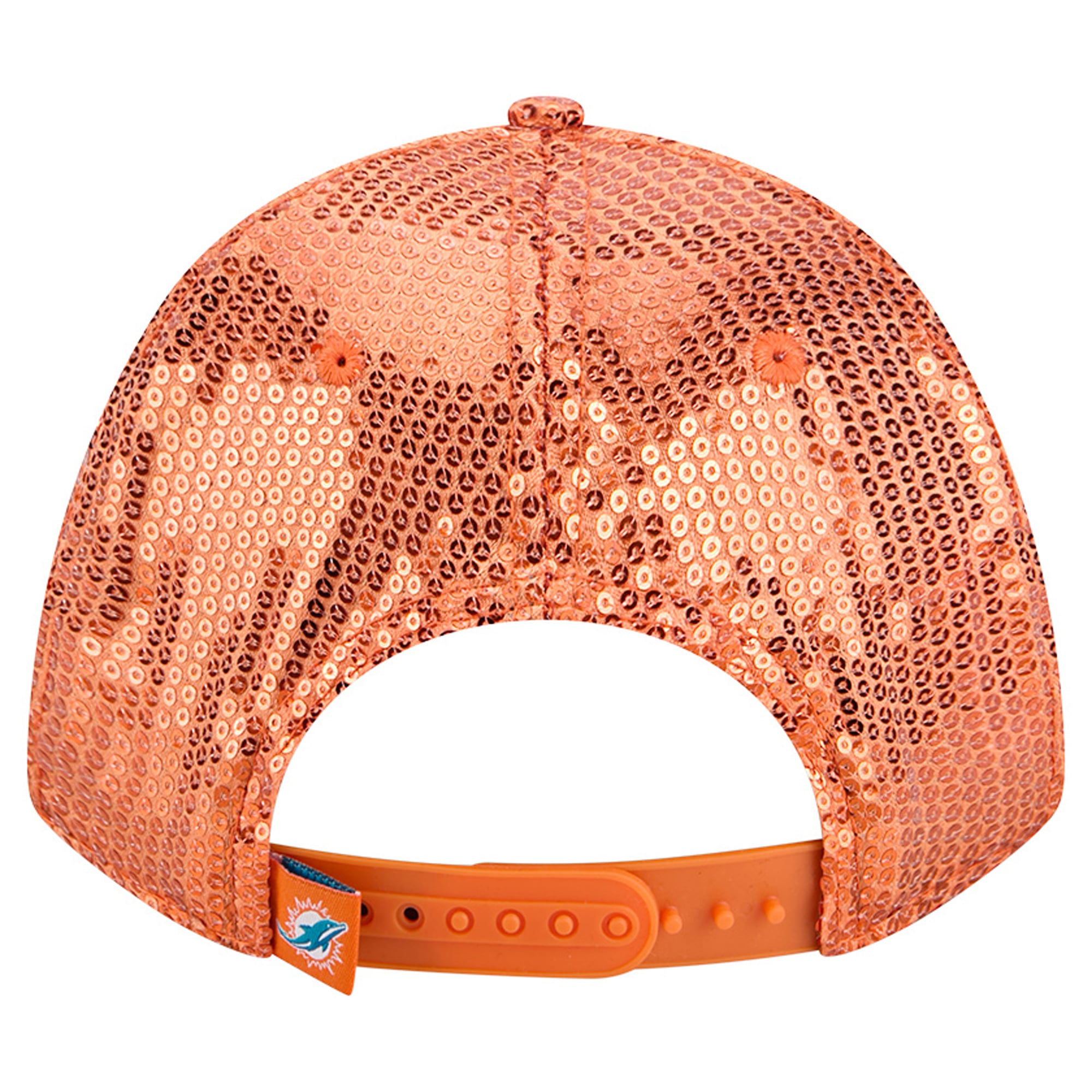 Casquette ajustable New Era 9FORTY orange Miami Dolphins à paillettes pour femme