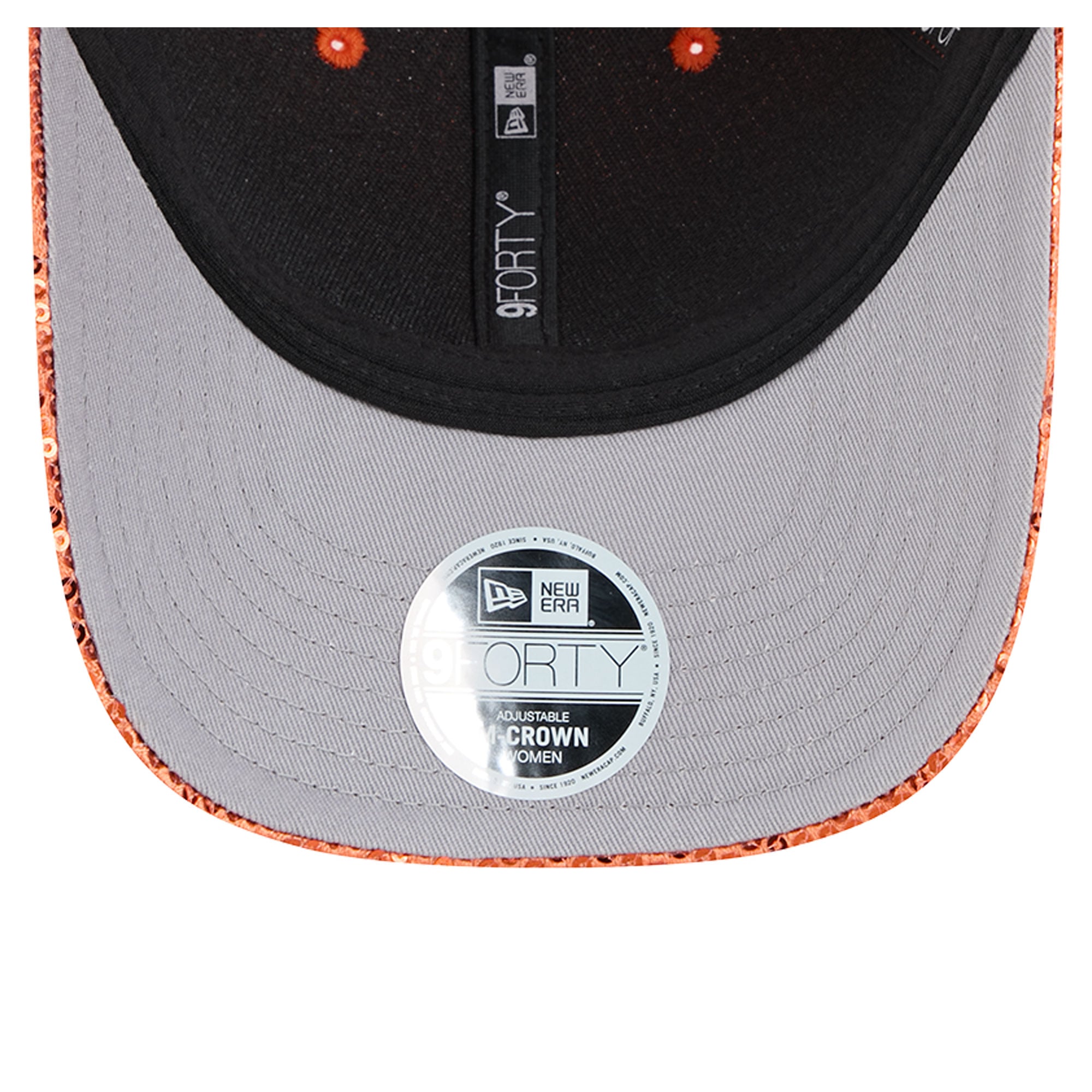 Casquette ajustable New Era 9FORTY orange Miami Dolphins à paillettes pour femme