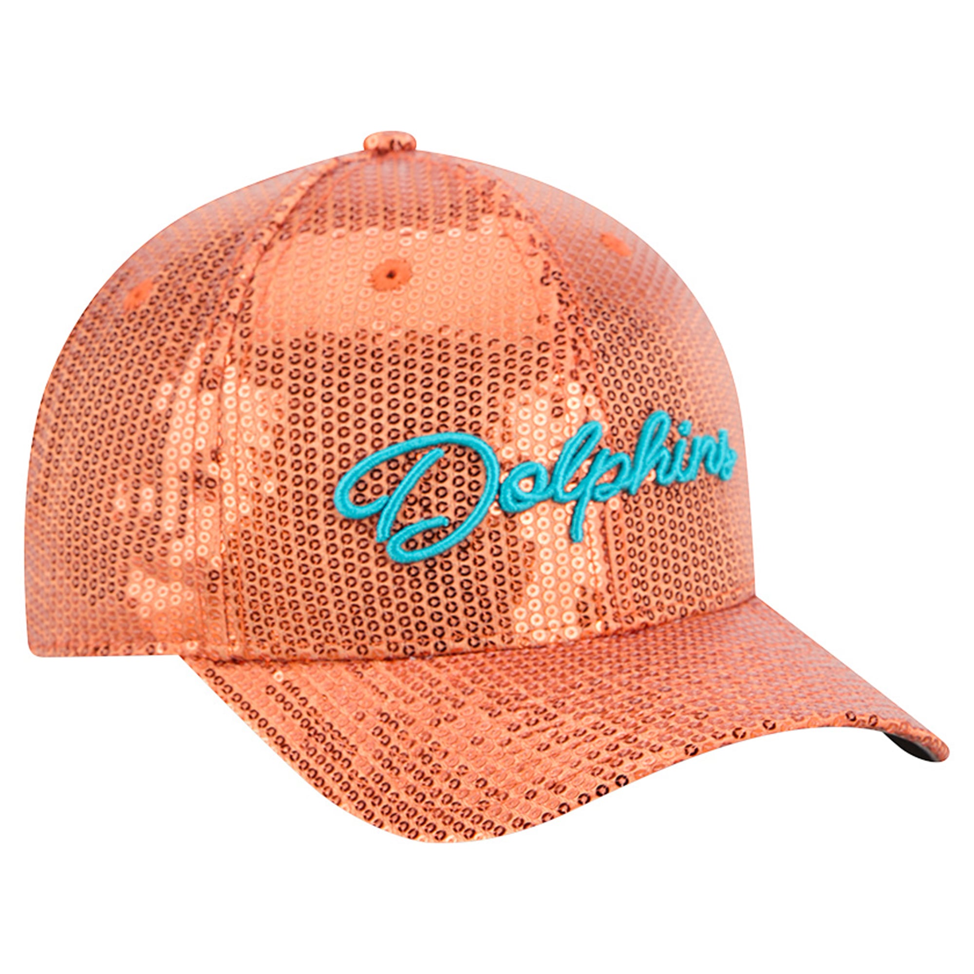 Casquette ajustable New Era 9FORTY orange Miami Dolphins à paillettes pour femme