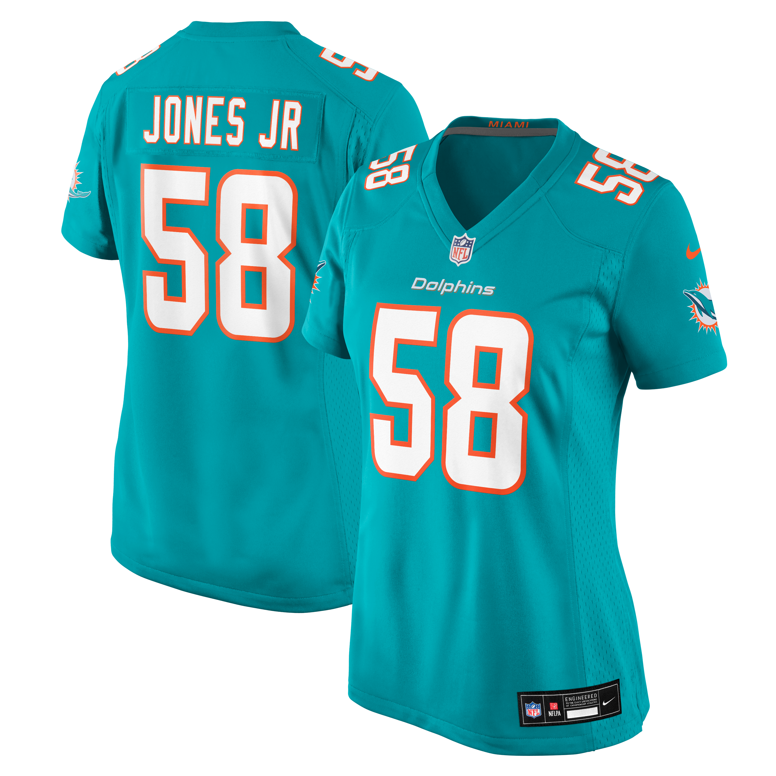 Women's Nike Andre Jones Jr. Aqua Miami Dolphins Team Game Jersey