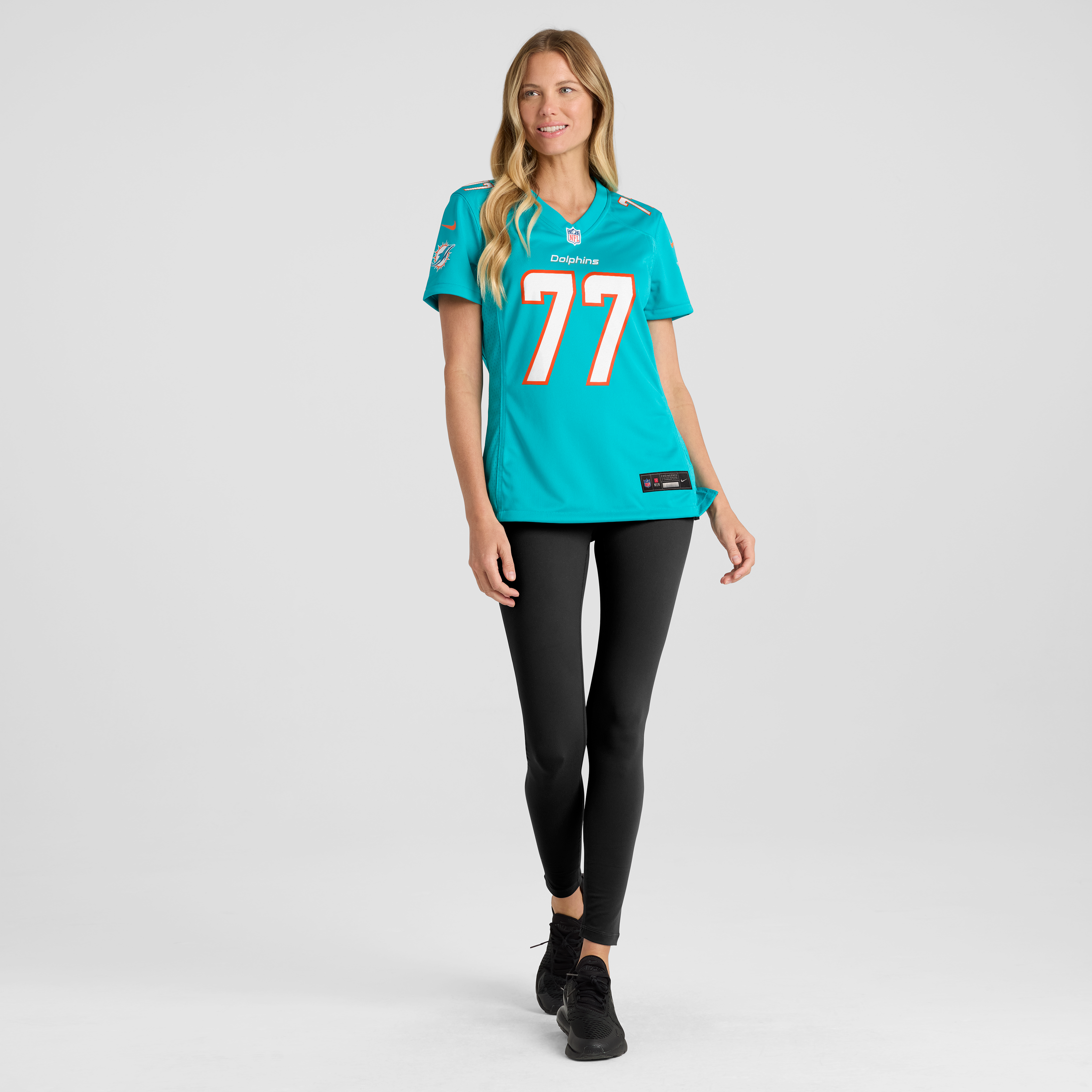 Women's Nike Caedan Wallace Aqua Miami Dolphins Team Game Jersey