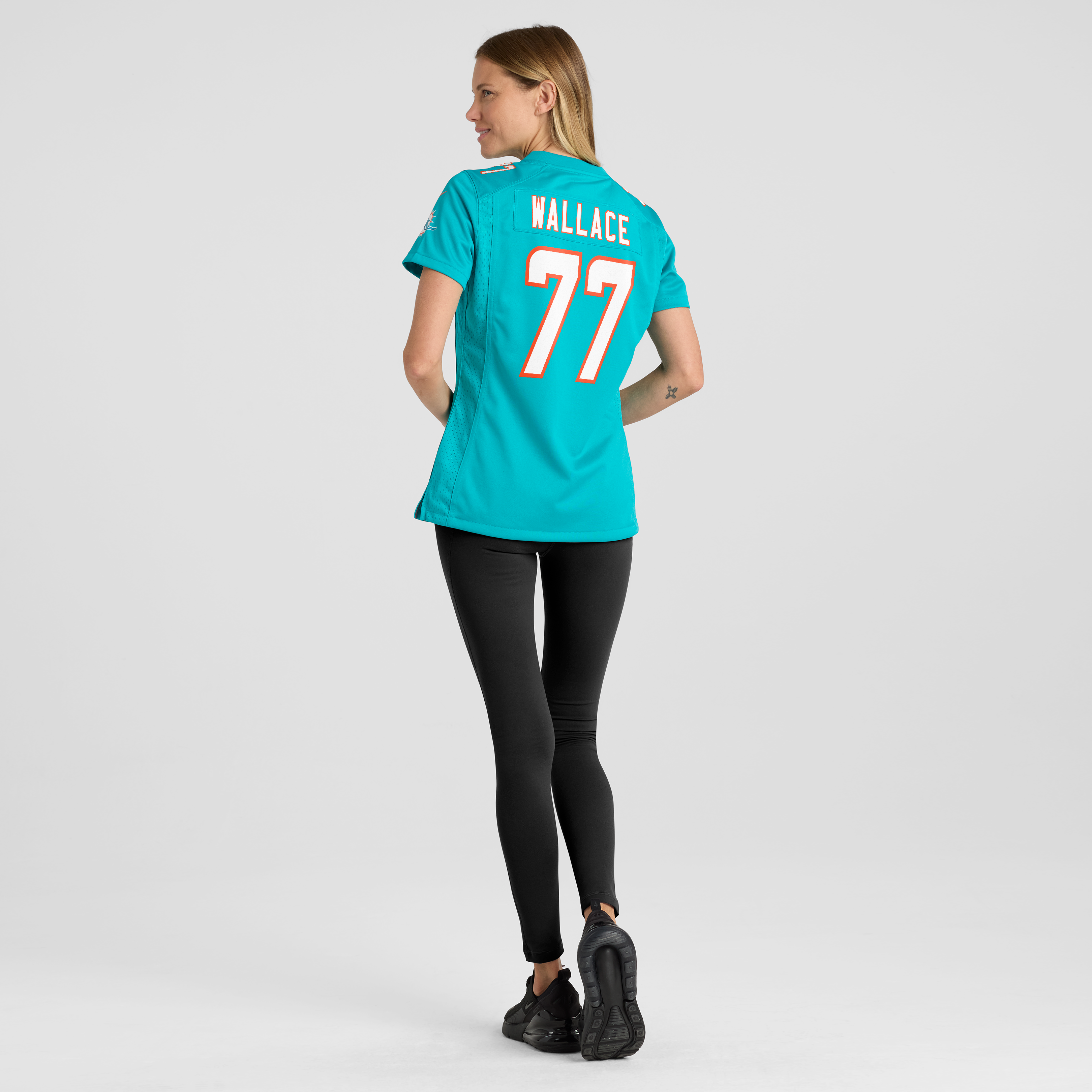 Women's Nike Caedan Wallace Aqua Miami Dolphins Team Game Jersey