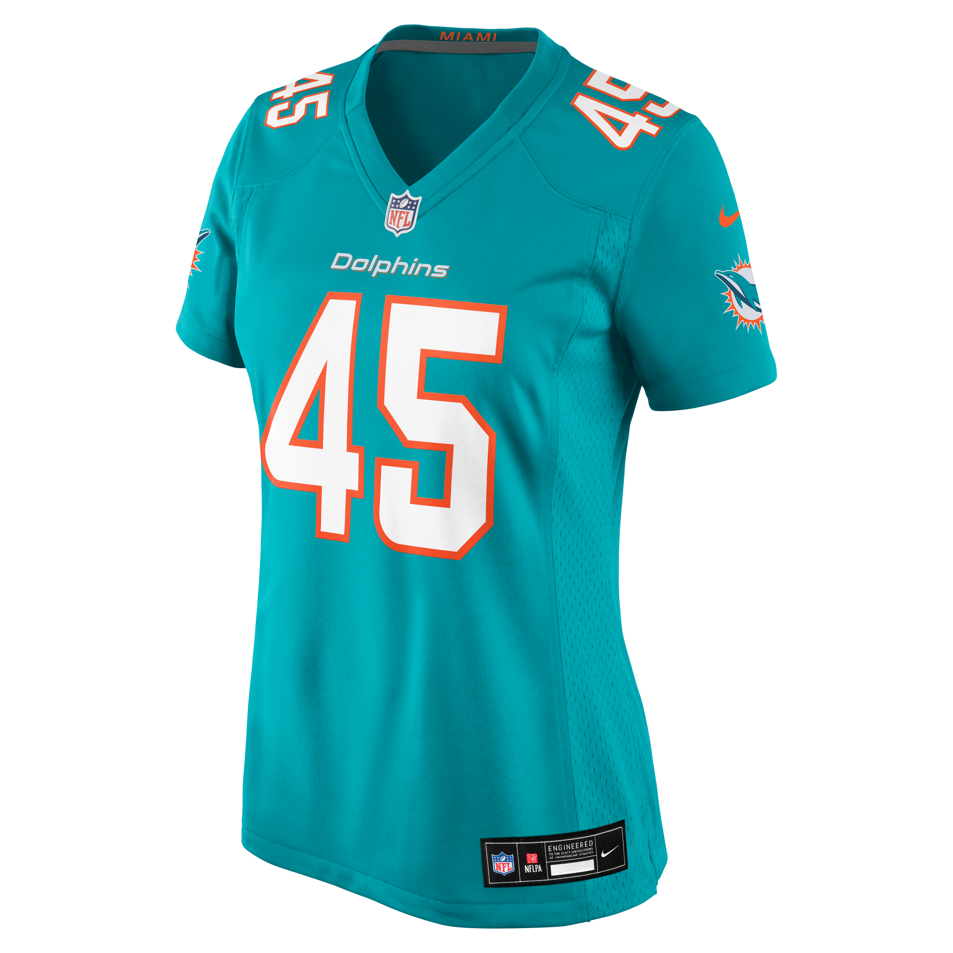 Maillot de match Nike Cal Adomitis Aqua Miami Dolphins pour femmes