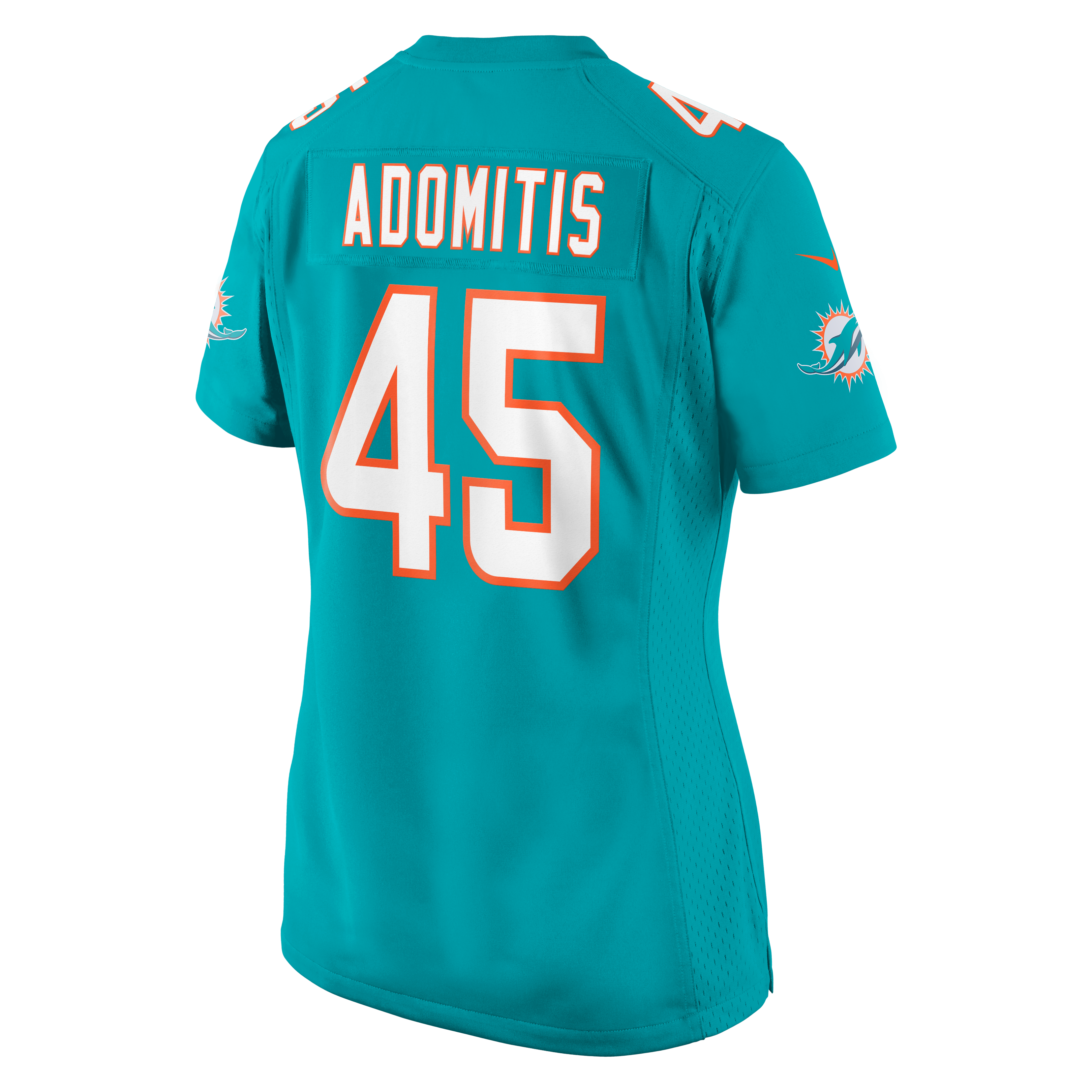 Maillot de match Nike Cal Adomitis Aqua Miami Dolphins pour femmes