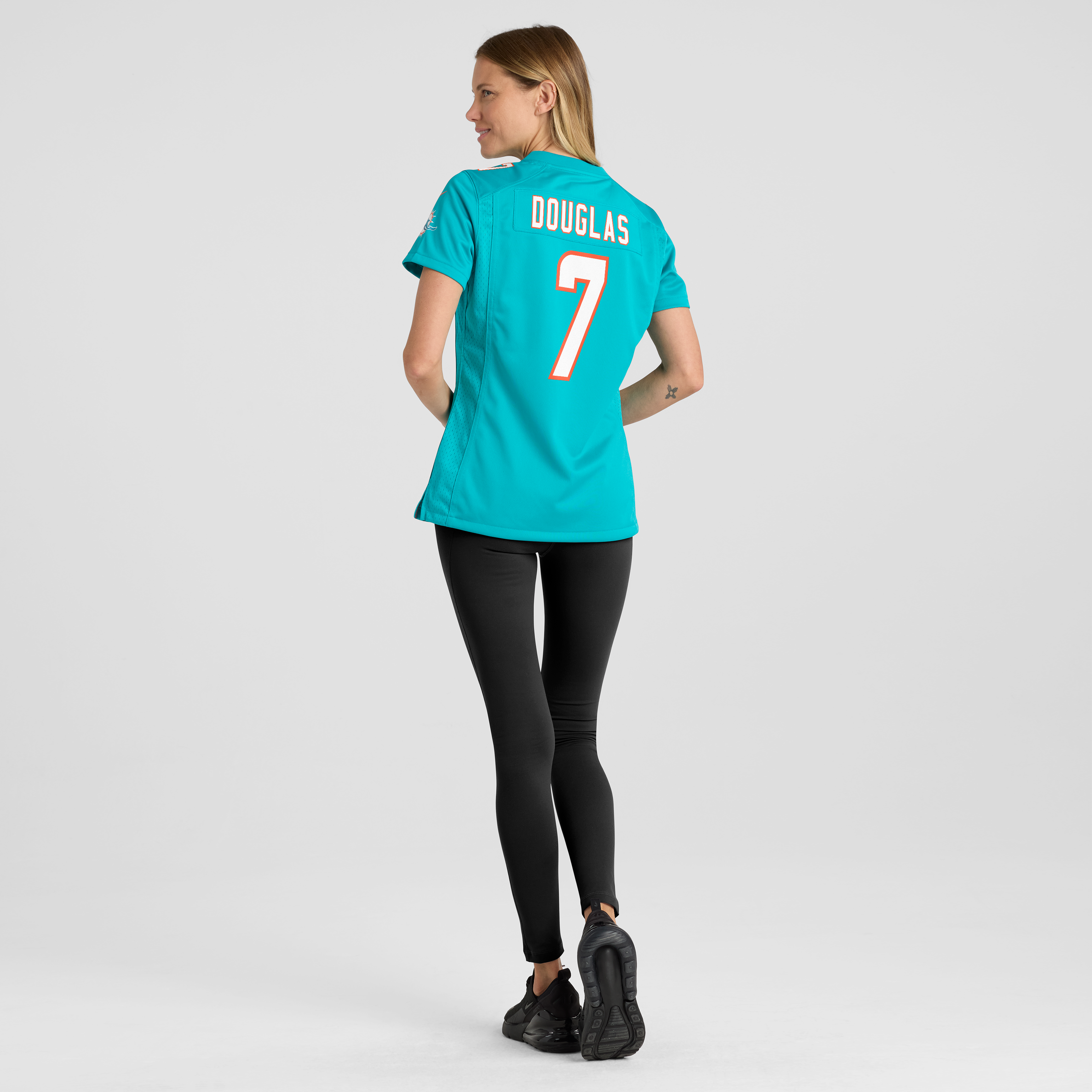 Maillot de match Nike Caleb Douglas Aqua Miami Dolphins pour femmes