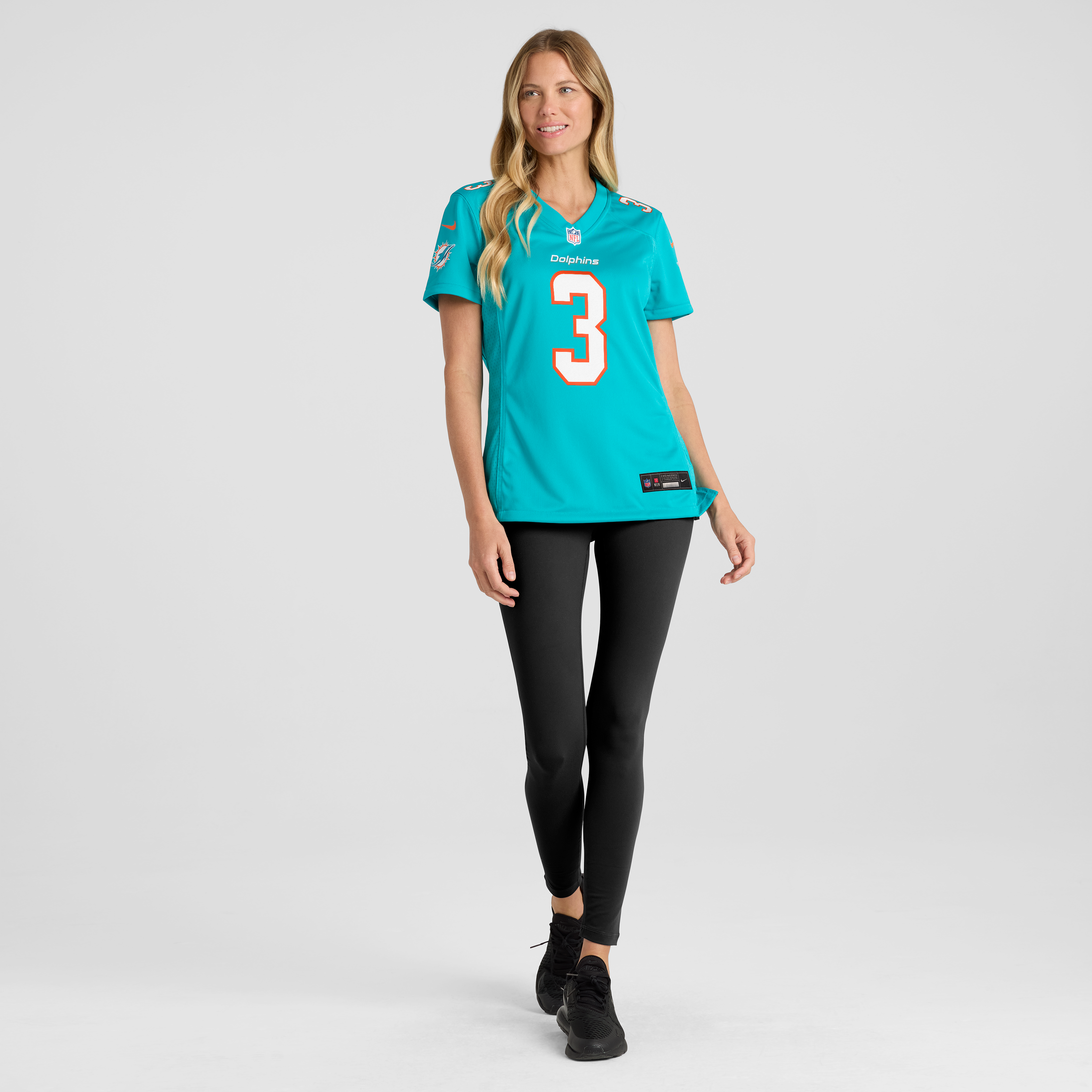 Maillot de match Nike Chris Johnson Aqua Miami Dolphins pour femmes