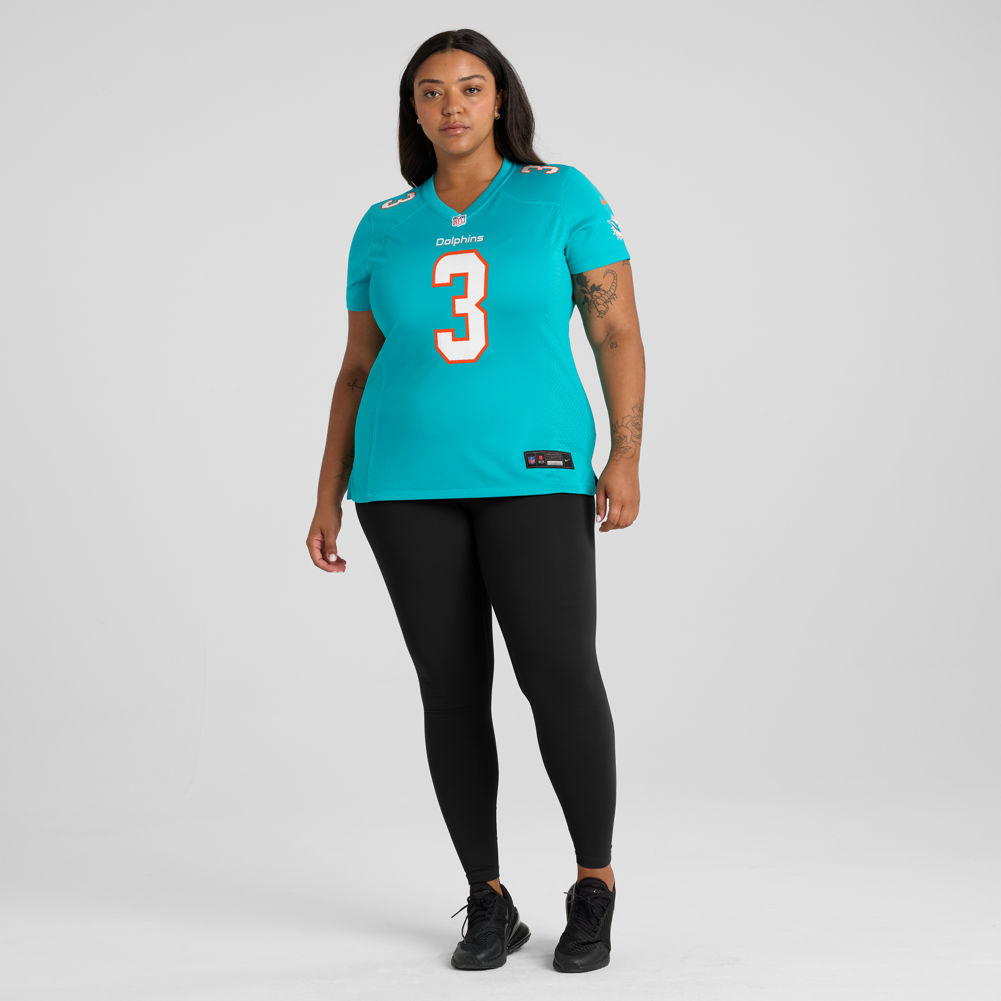 Maillot de match Nike Chris Johnson Aqua Miami Dolphins pour femmes