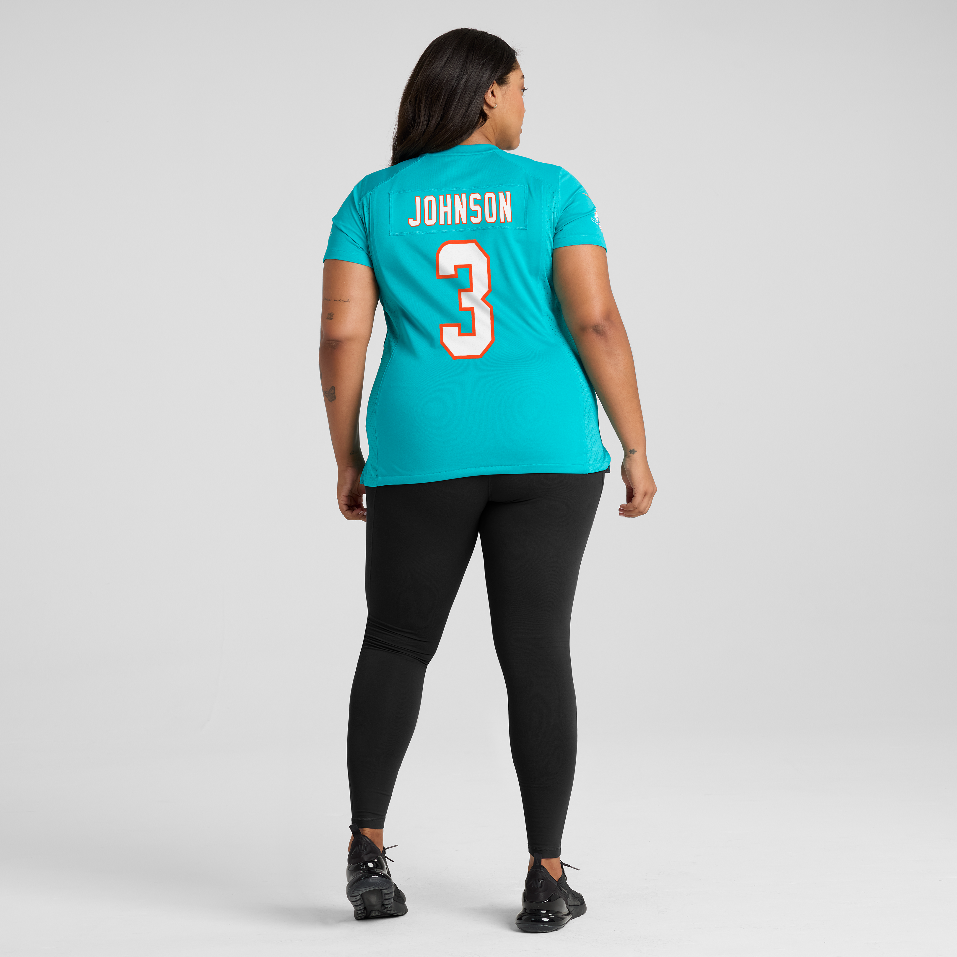 Maillot de match Nike Chris Johnson Aqua Miami Dolphins pour femmes