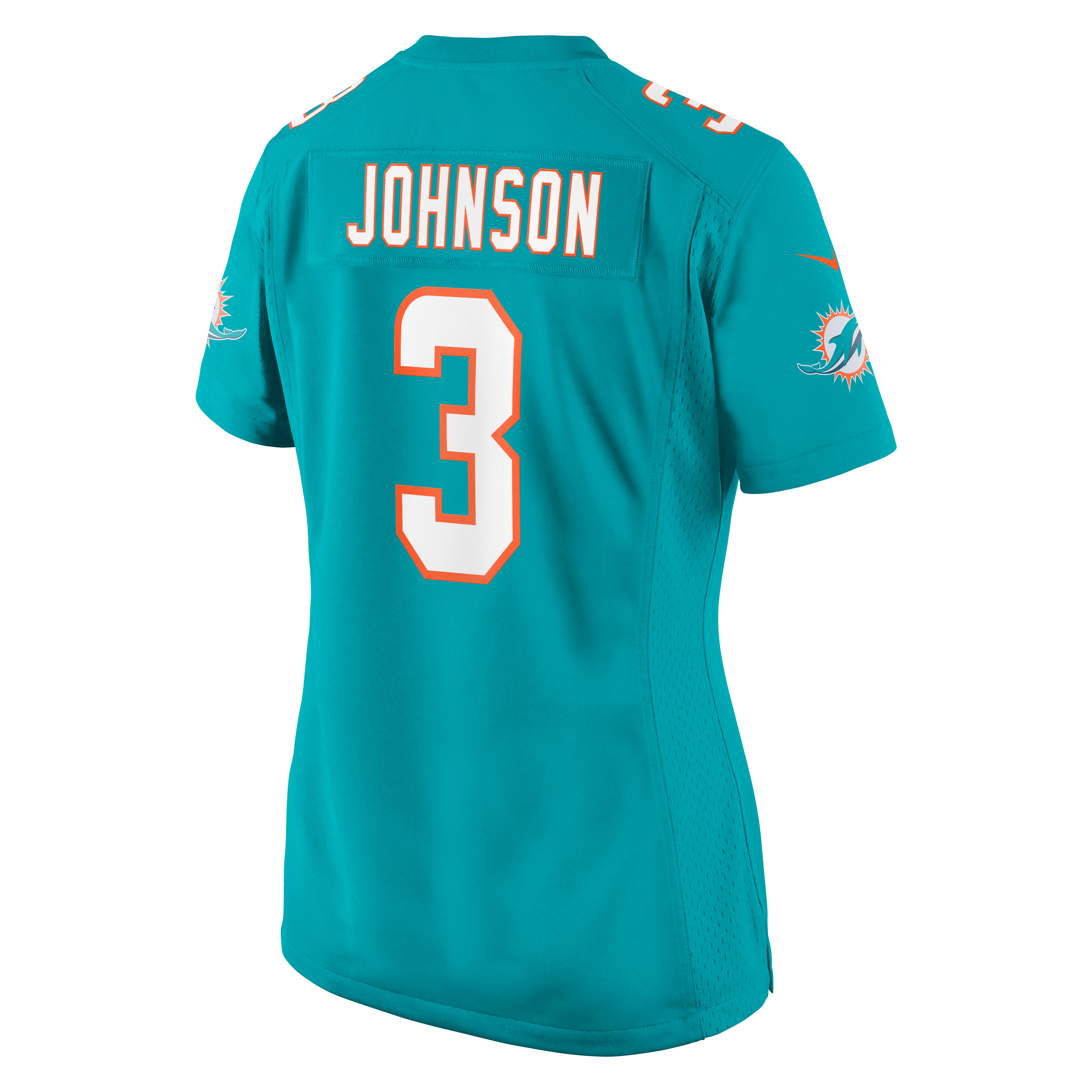 Maillot de match Nike Chris Johnson Aqua Miami Dolphins pour femmes