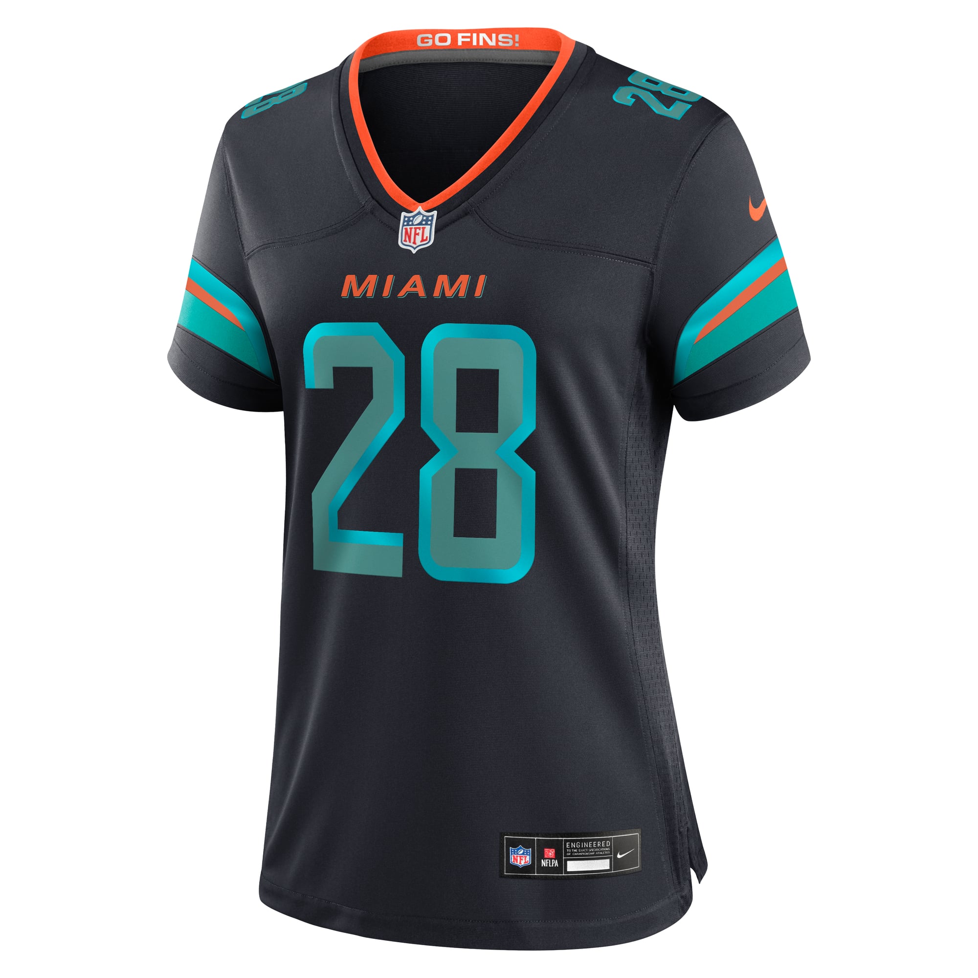 Maillot de match Nike De’Von Achane bleu marine Miami Dolphins Rivalries Collection pour femme