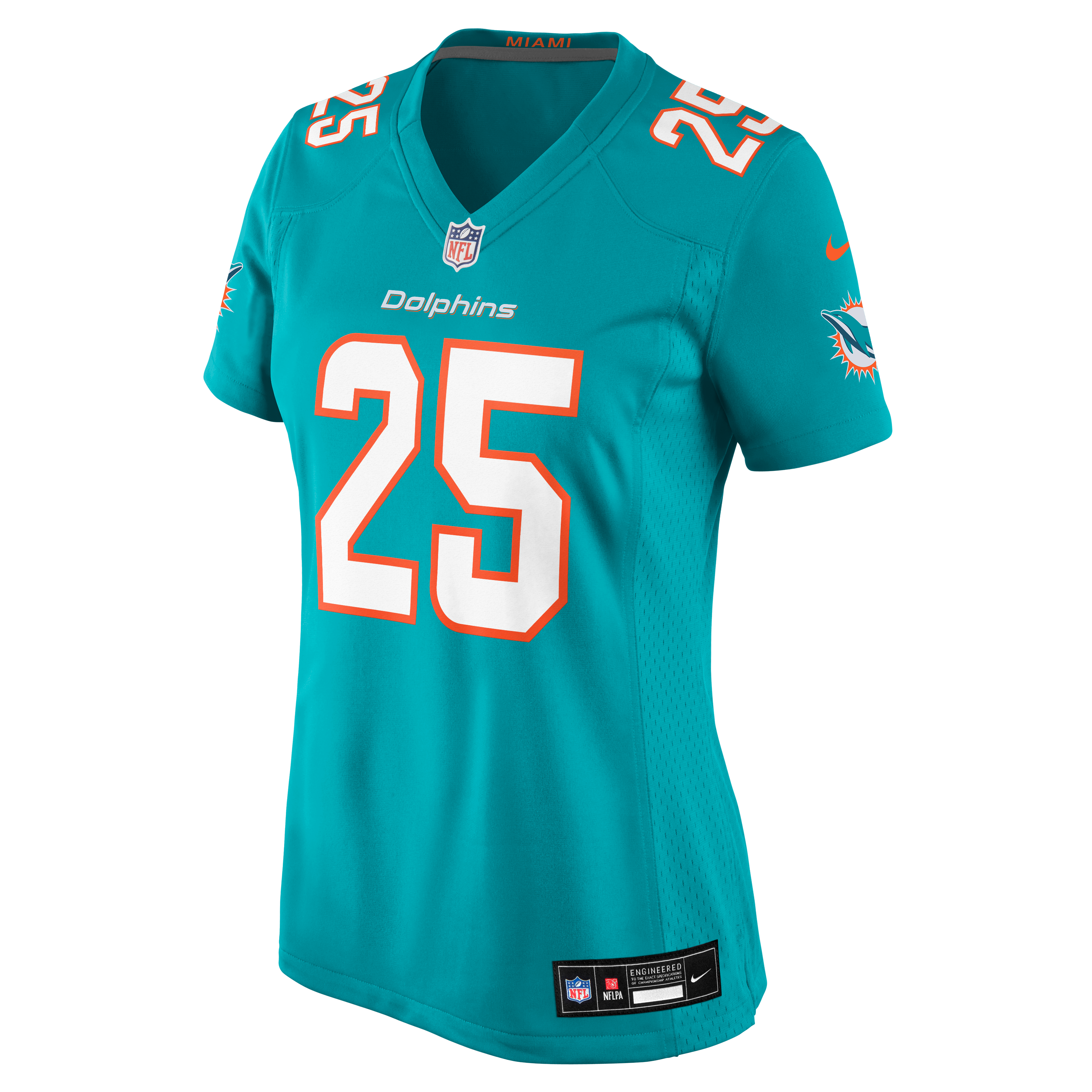 Maillot de match Nike Julius Wood Aqua Miami Dolphins pour femmes