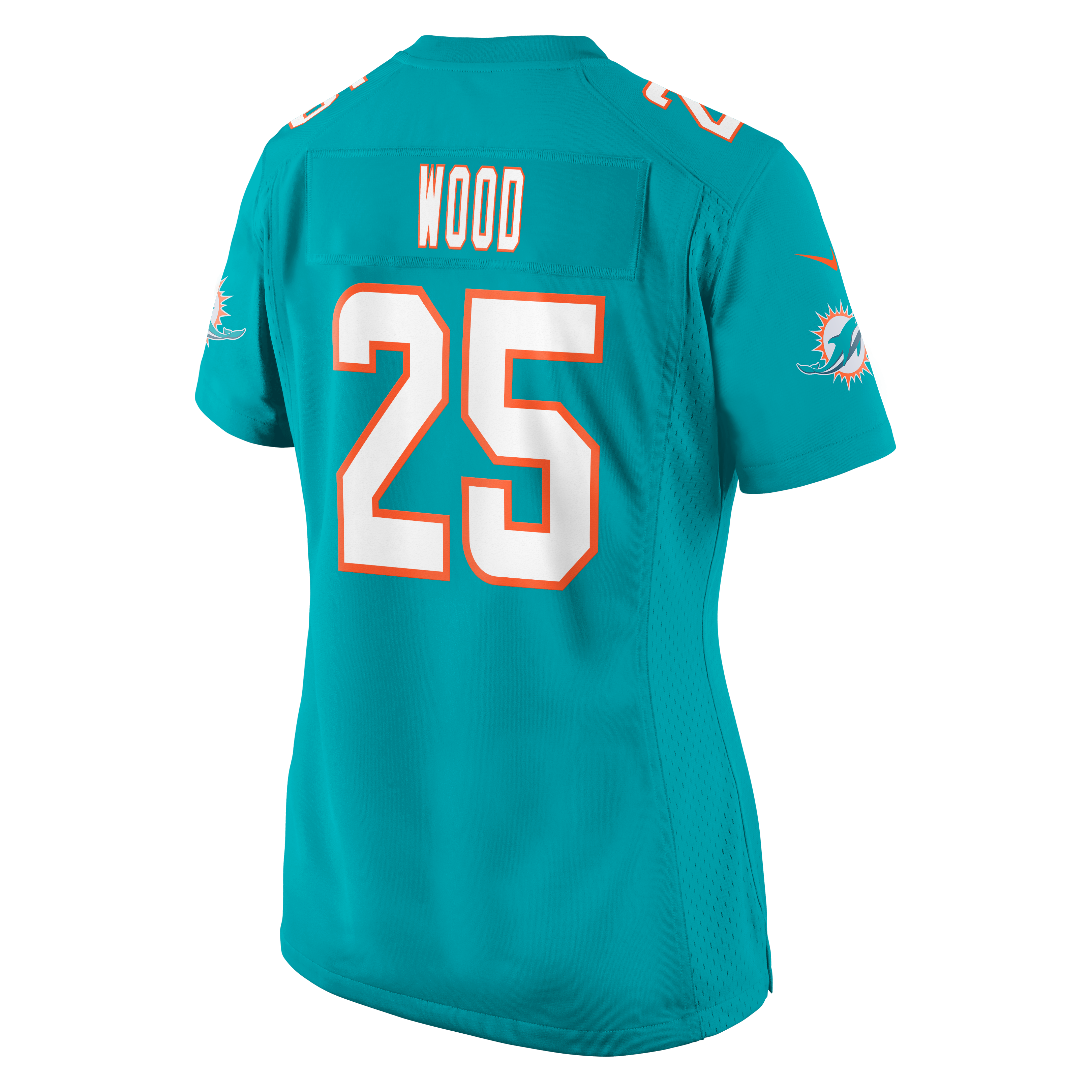 Maillot de match Nike Julius Wood Aqua Miami Dolphins pour femmes
