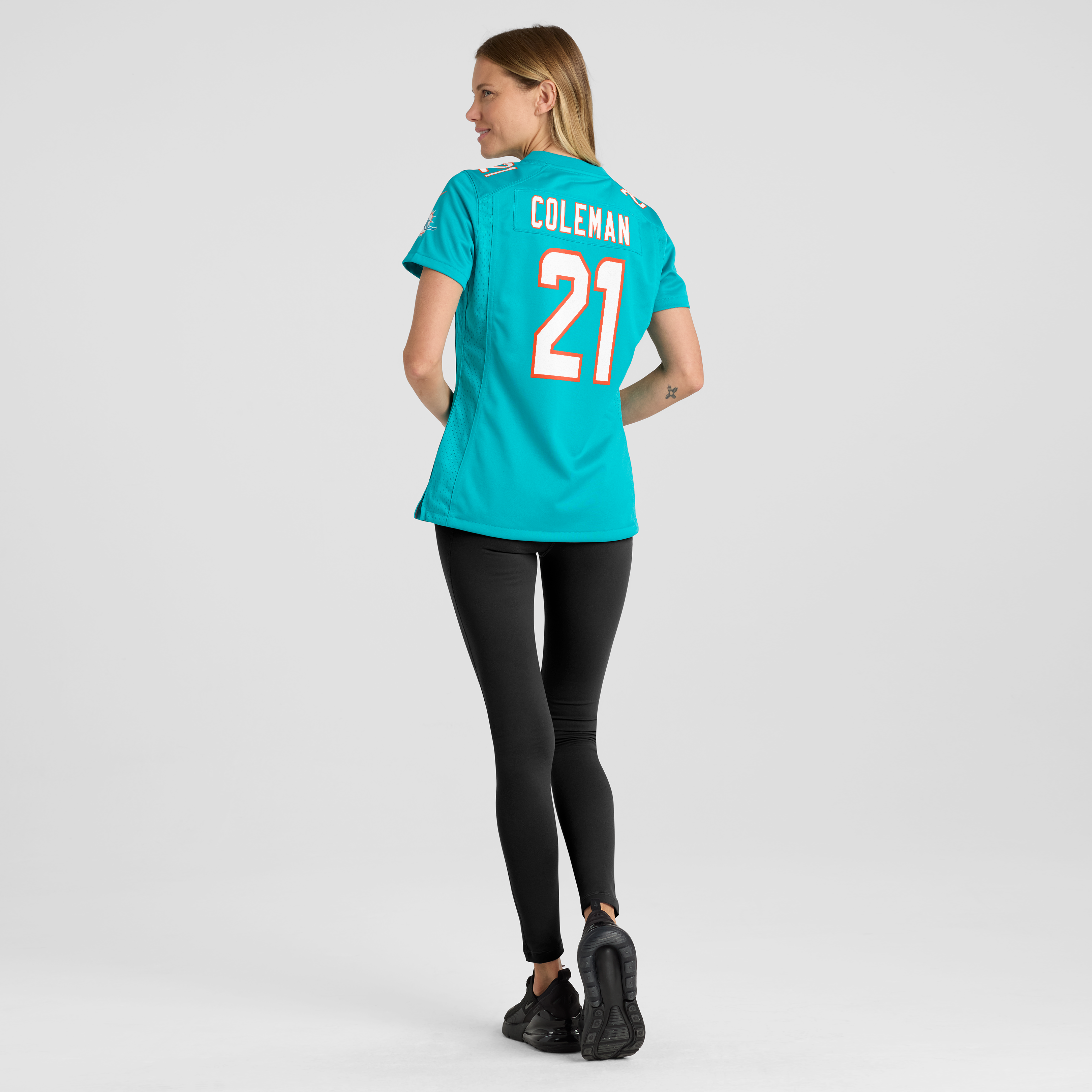 Maillot de match Nike Kevin Coleman Aqua Miami Dolphins pour femmes