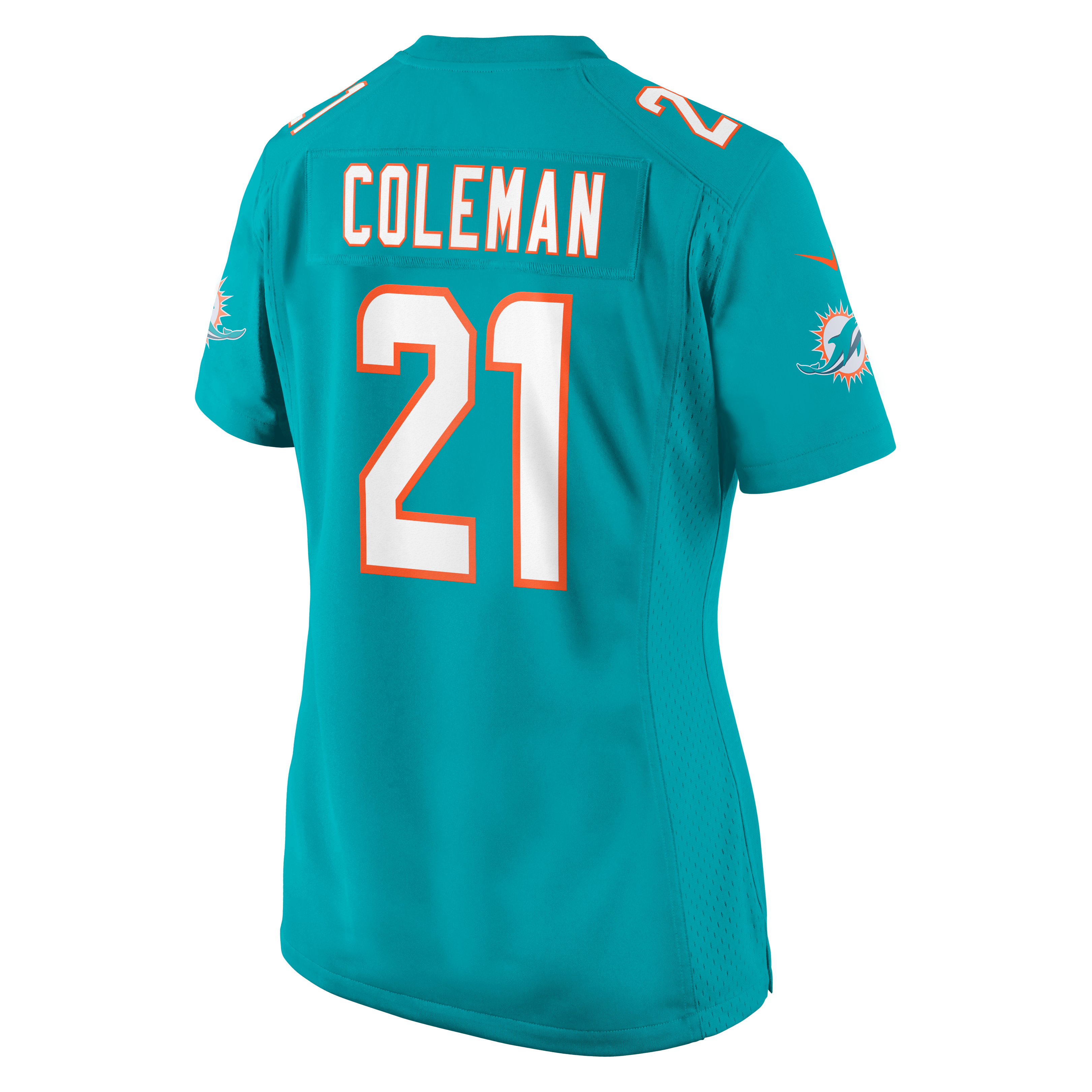 Maillot de match Nike Kevin Coleman Aqua Miami Dolphins pour femmes