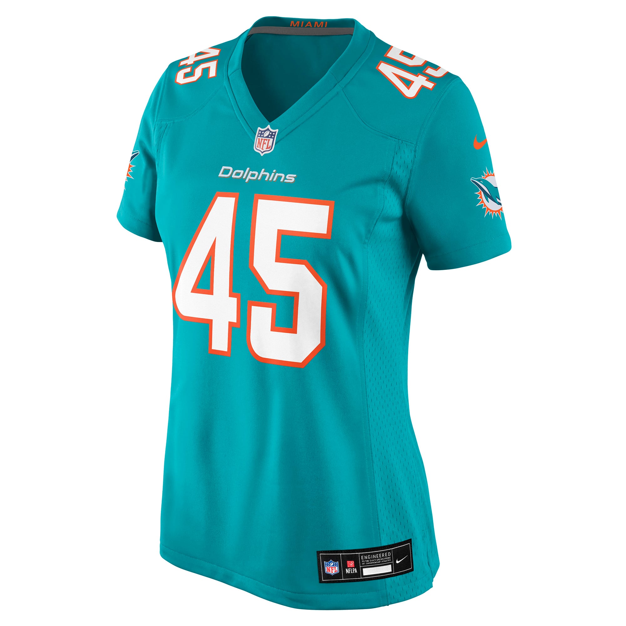 Maillot de match Nike Luke Basso Aqua Miami Dolphins pour femmes