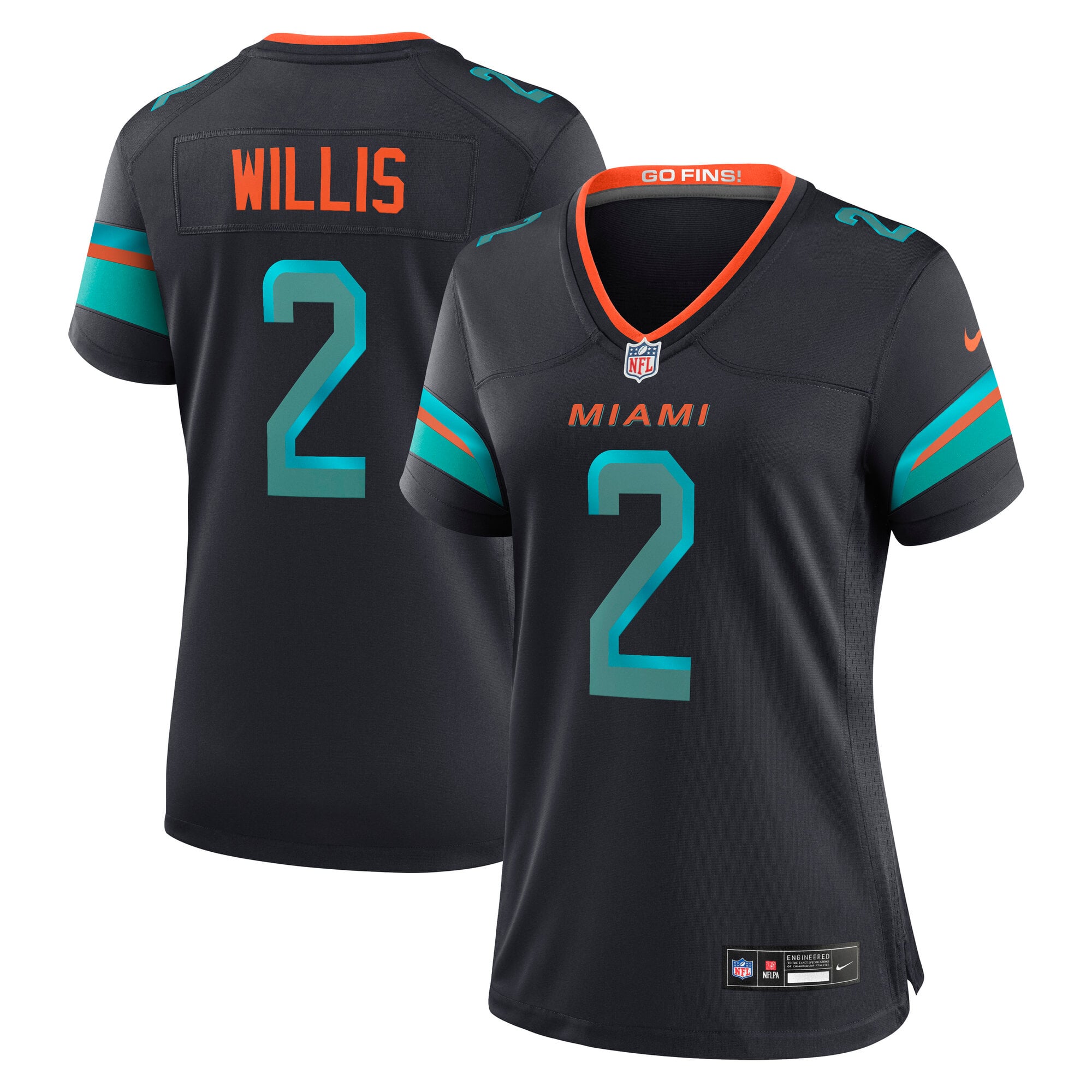 Maillot de match Nike Malik Willis Pitch Blue Miami Dolphins Rivalries Collection pour femmes