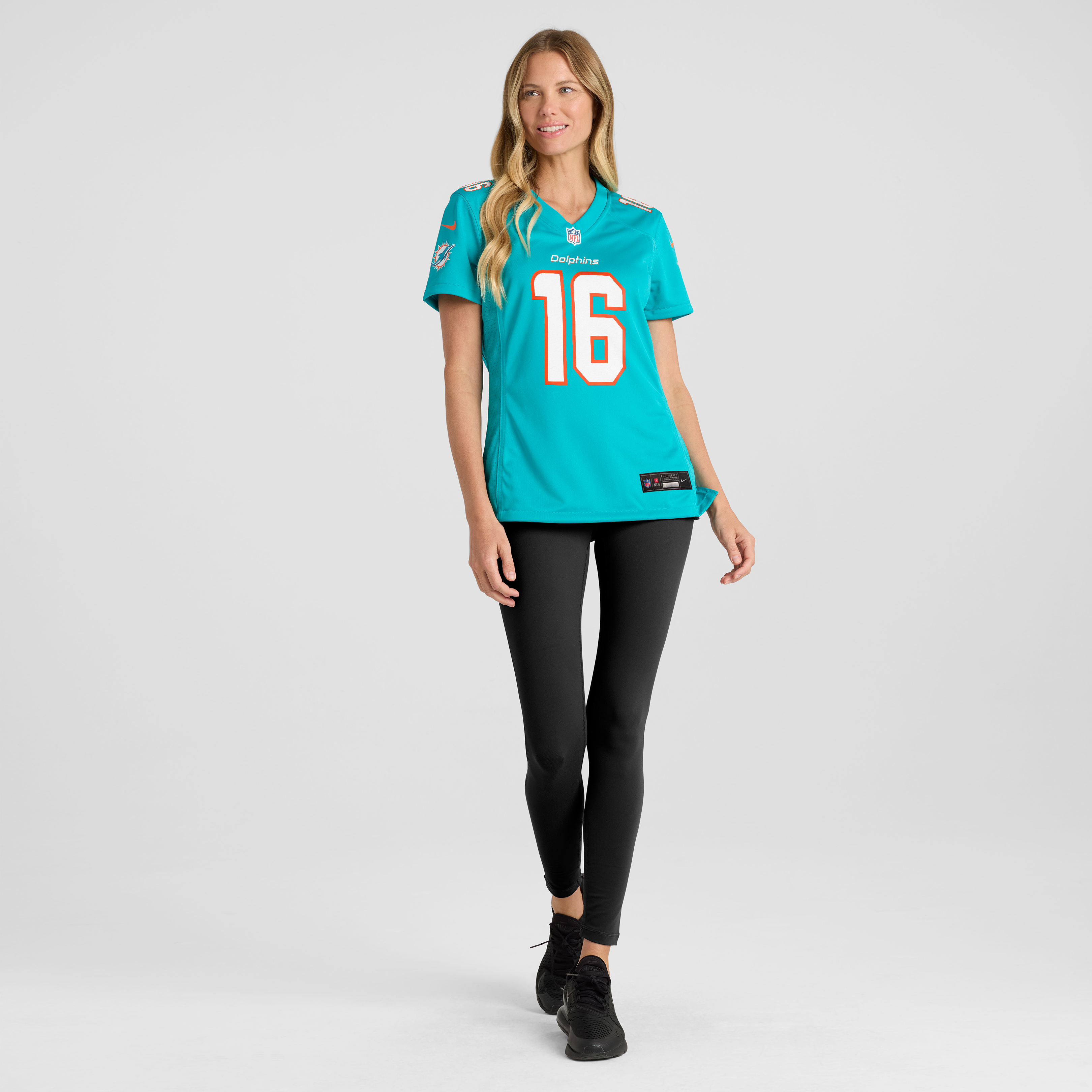 Maillot de match Nike Michael Taaffe Aqua Miami Dolphins pour femme