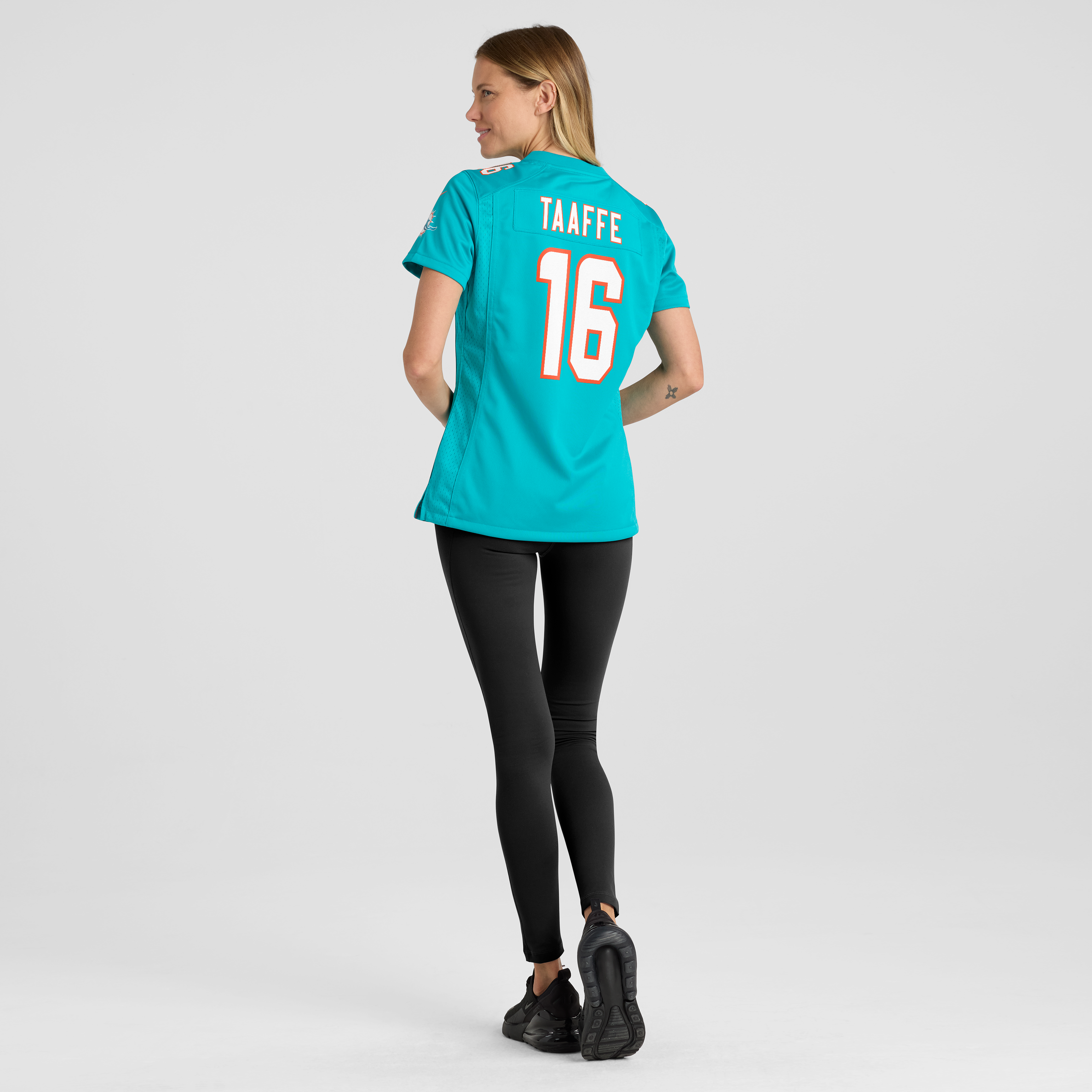 Maillot de match Nike Michael Taaffe Aqua Miami Dolphins pour femme