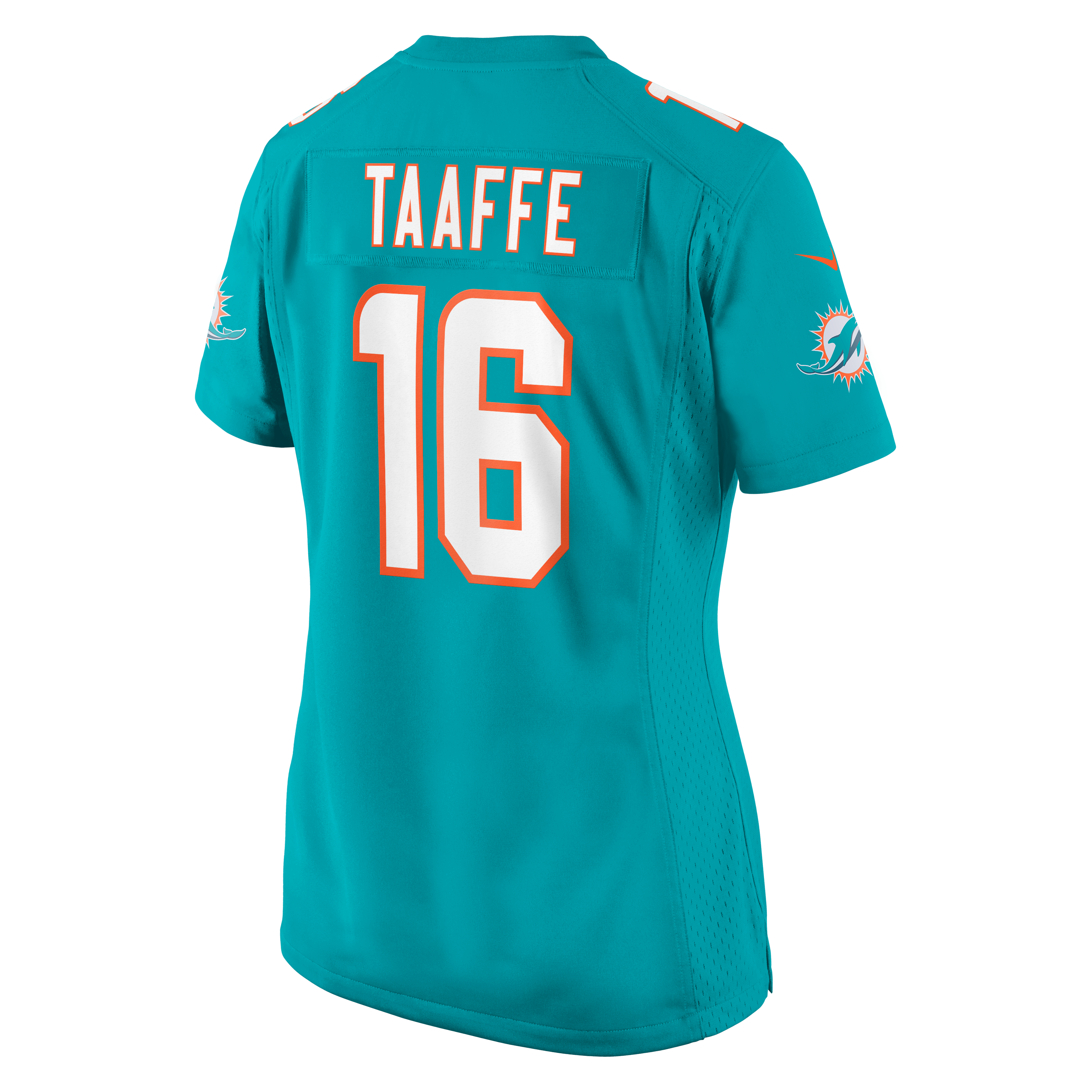 Maillot de match Nike Michael Taaffe Aqua Miami Dolphins pour femme