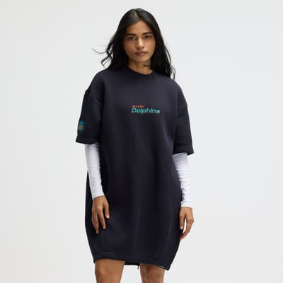  Miami Dolphins Nike Women's Rivalries Collection Oversized Tech Fleece Dress - Navy