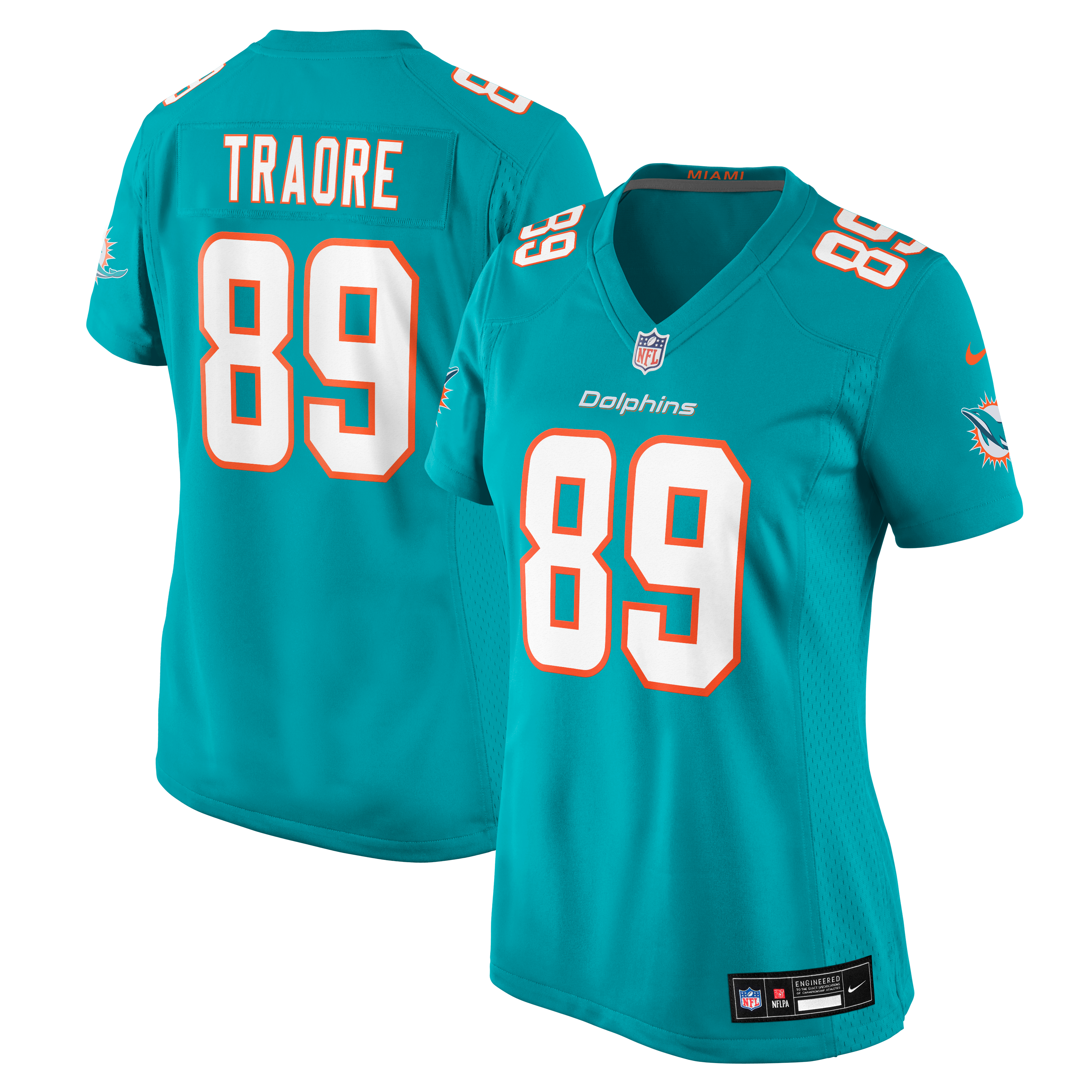 Women's Nike Seydou Traore Aqua Miami Dolphins Team Game Jersey