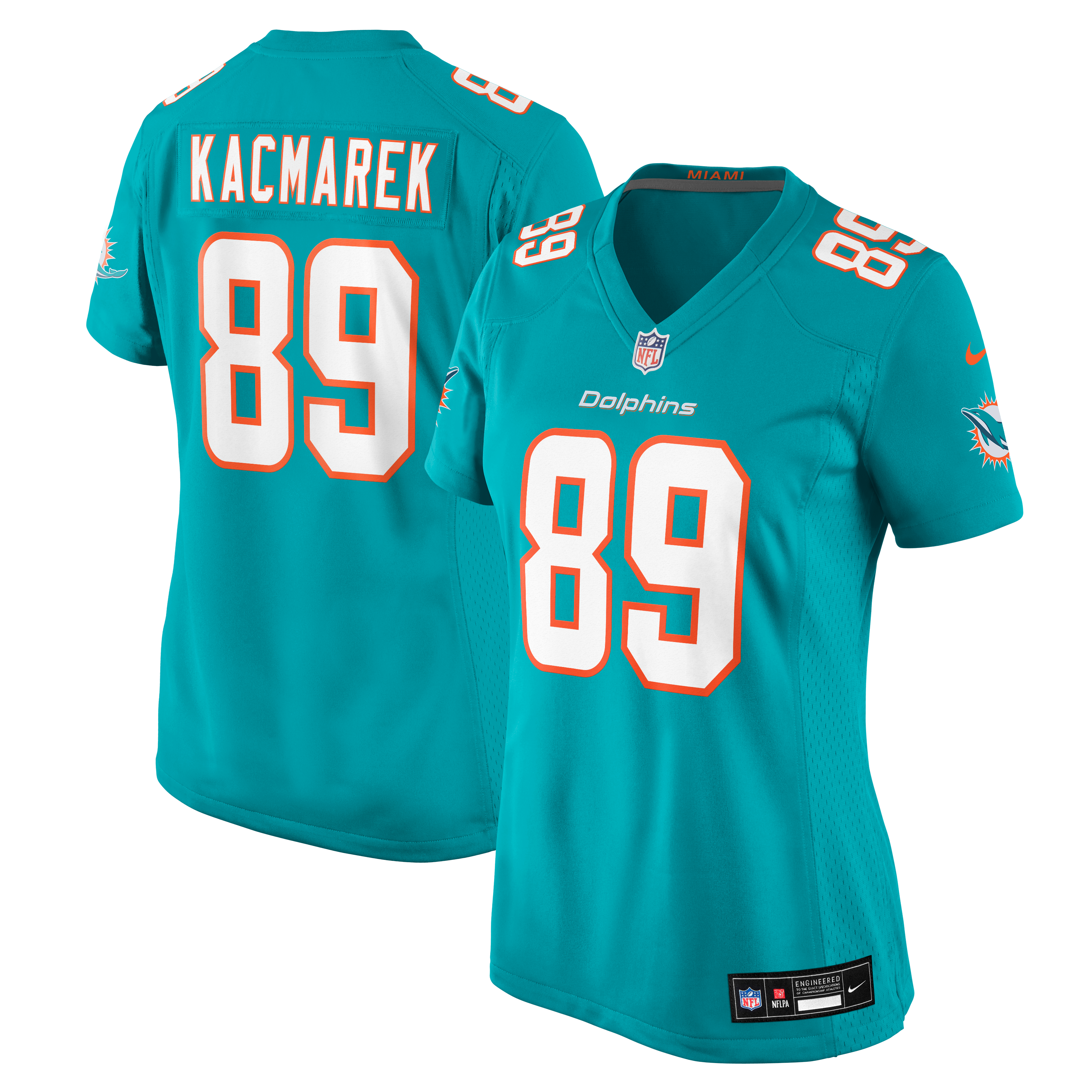 Women's Nike Will Kacmarek Aqua Miami Dolphins Team Game Jersey