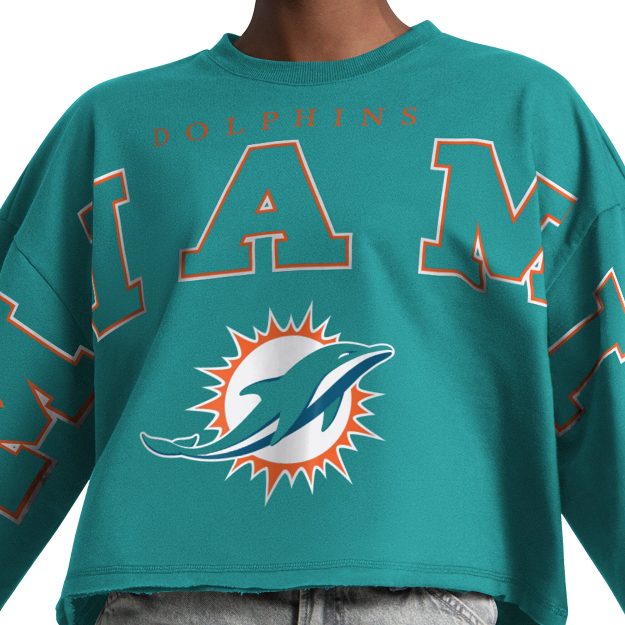 Sweat-shirt court Starter Aqua Miami Dolphins Bleachers pour femmes