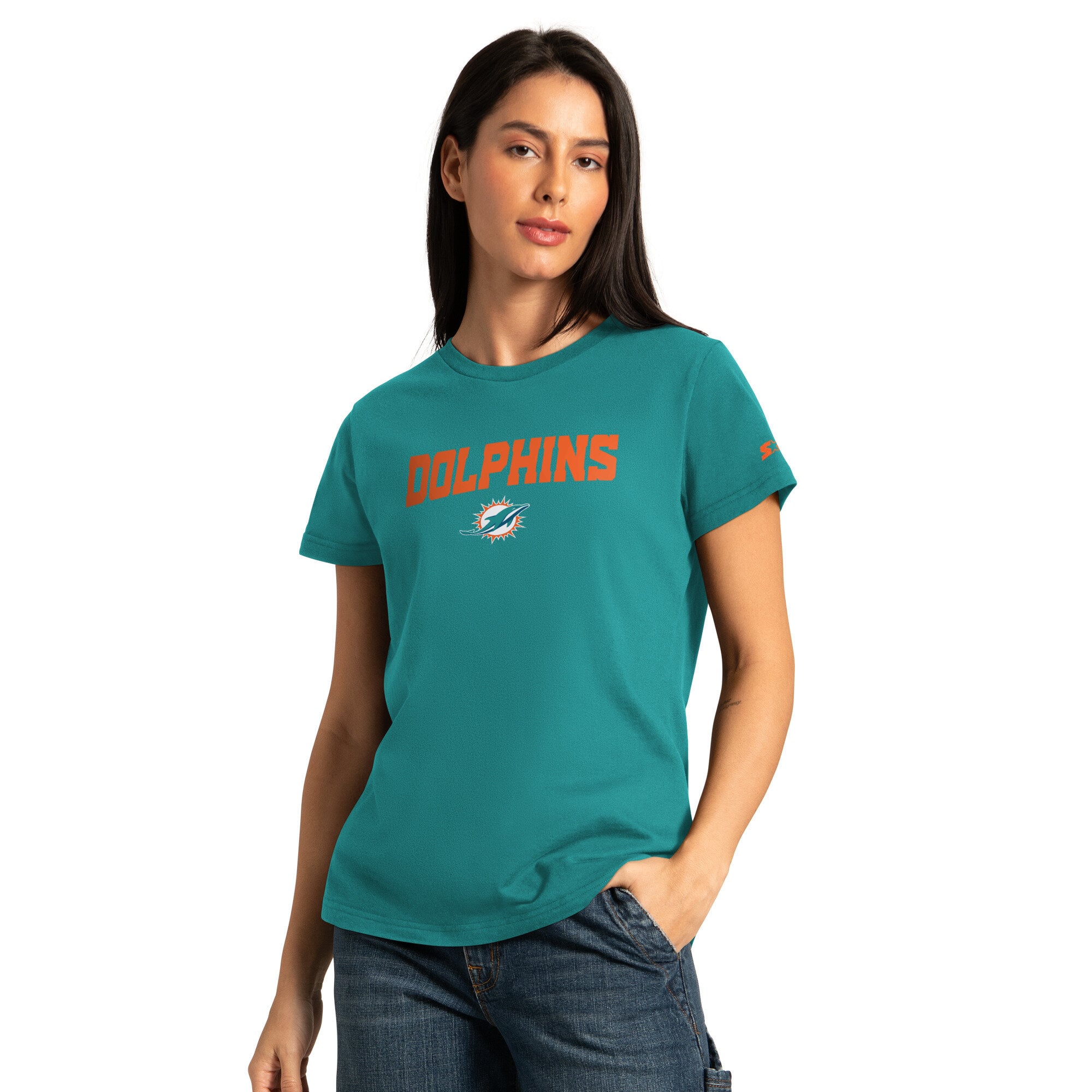 Pack de t-shirts à manches courtes et longues Starter Aqua/Ash Miami Dolphins pour femmes