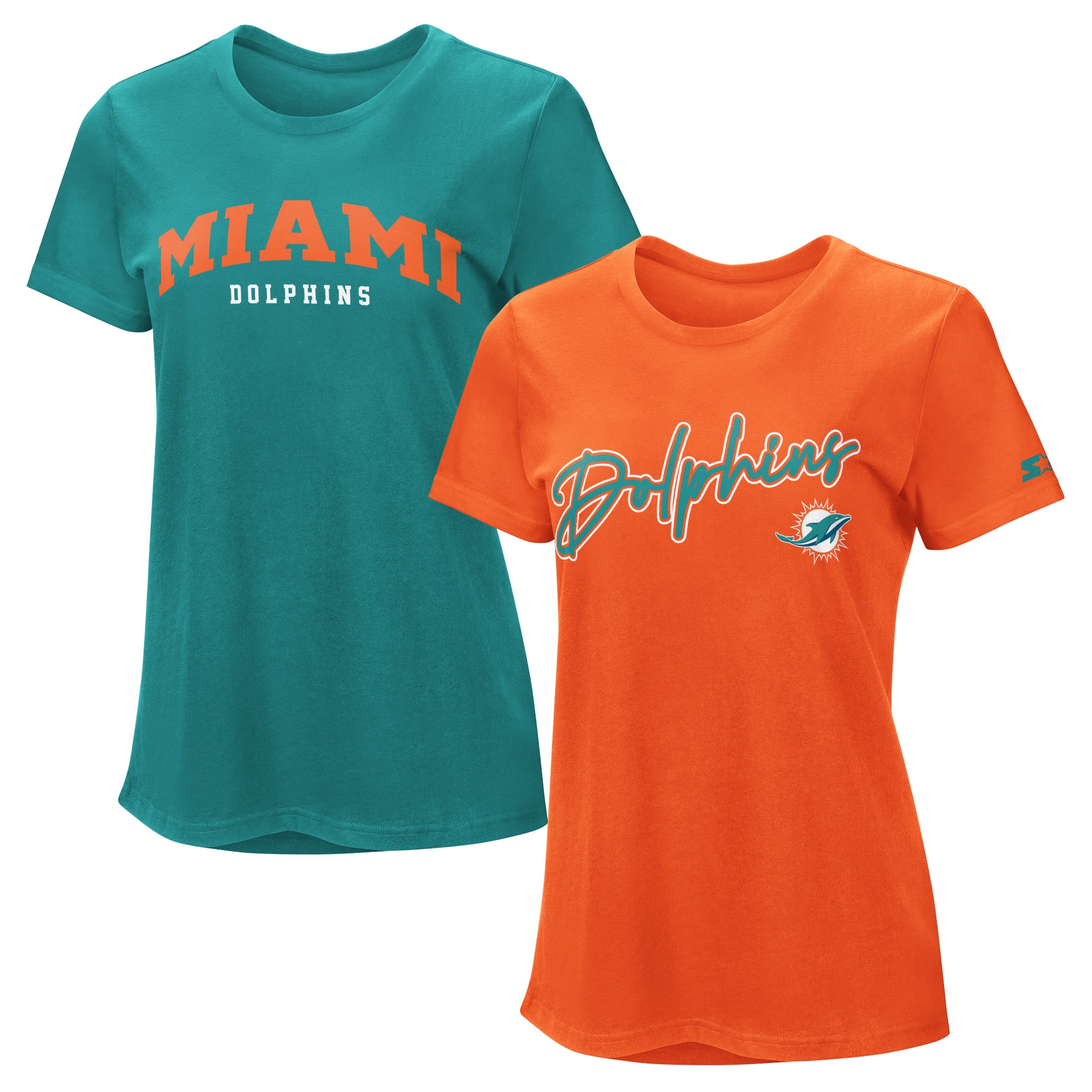 Pack de t-shirts Starter Aqua/Orange Miami Dolphins pour femmes