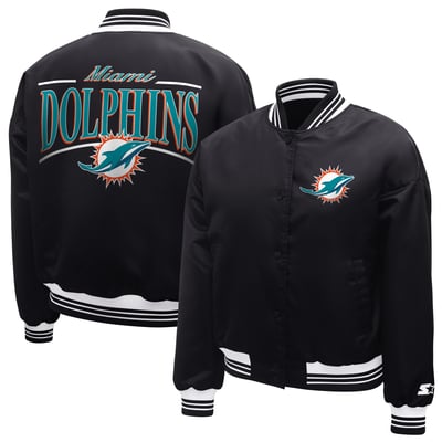  Miami Dolphins Starter Satin Full-Snap Varsity Jacket - Black