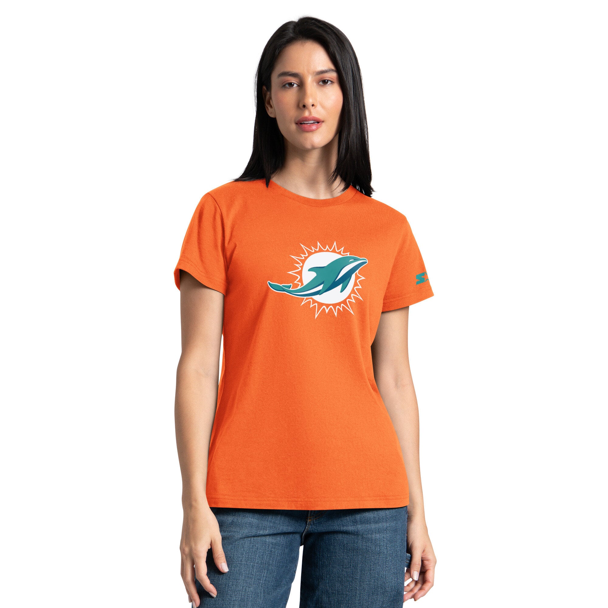 Ensemble sweat à capuche et t-shirt Starter orange/turquoise Miami Dolphins pour femme