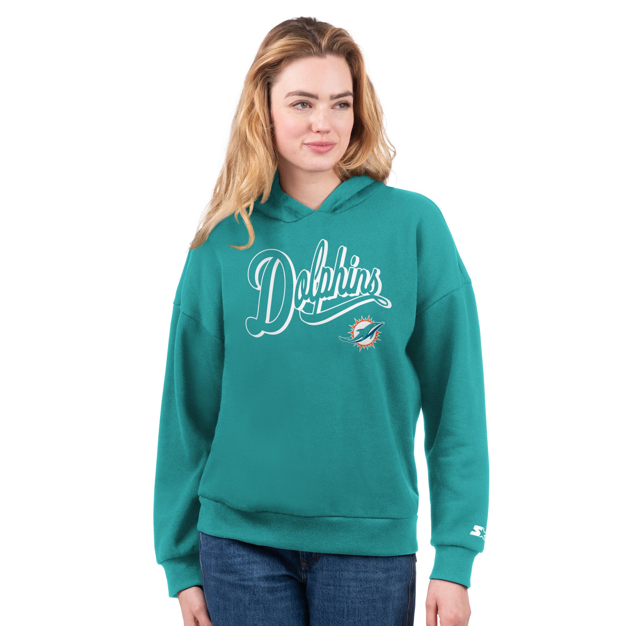 Ensemble sweat à capuche et t-shirt Starter orange/turquoise Miami Dolphins pour femme