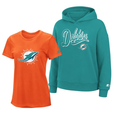  Miami Dolphins Starter Women's Hoodie & T-Shirt Combo Pack - Orange/Aqua