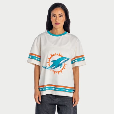  Miami Dolphins The Wild Collective Women's Oversized Established Boyfriend T-Shirt - Cream