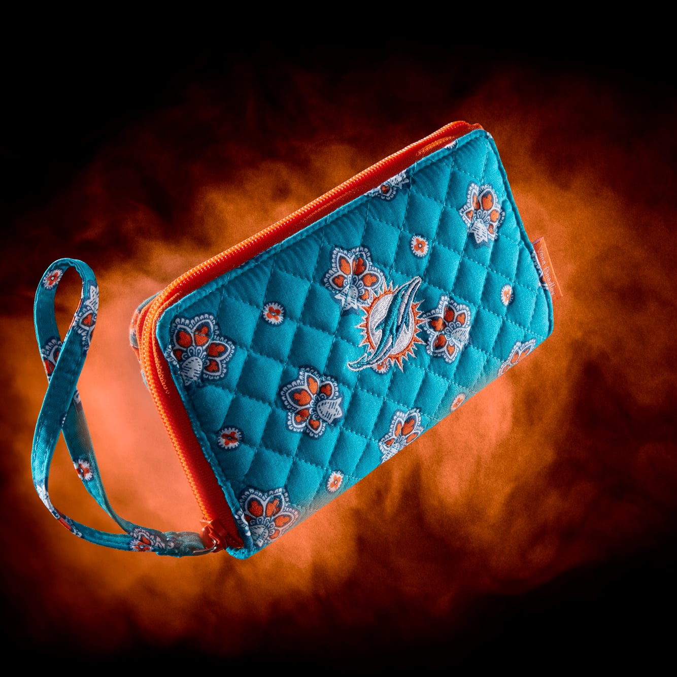 Women's Vera Bradley Miami Dolphins RFID Front-Zip Wristlet