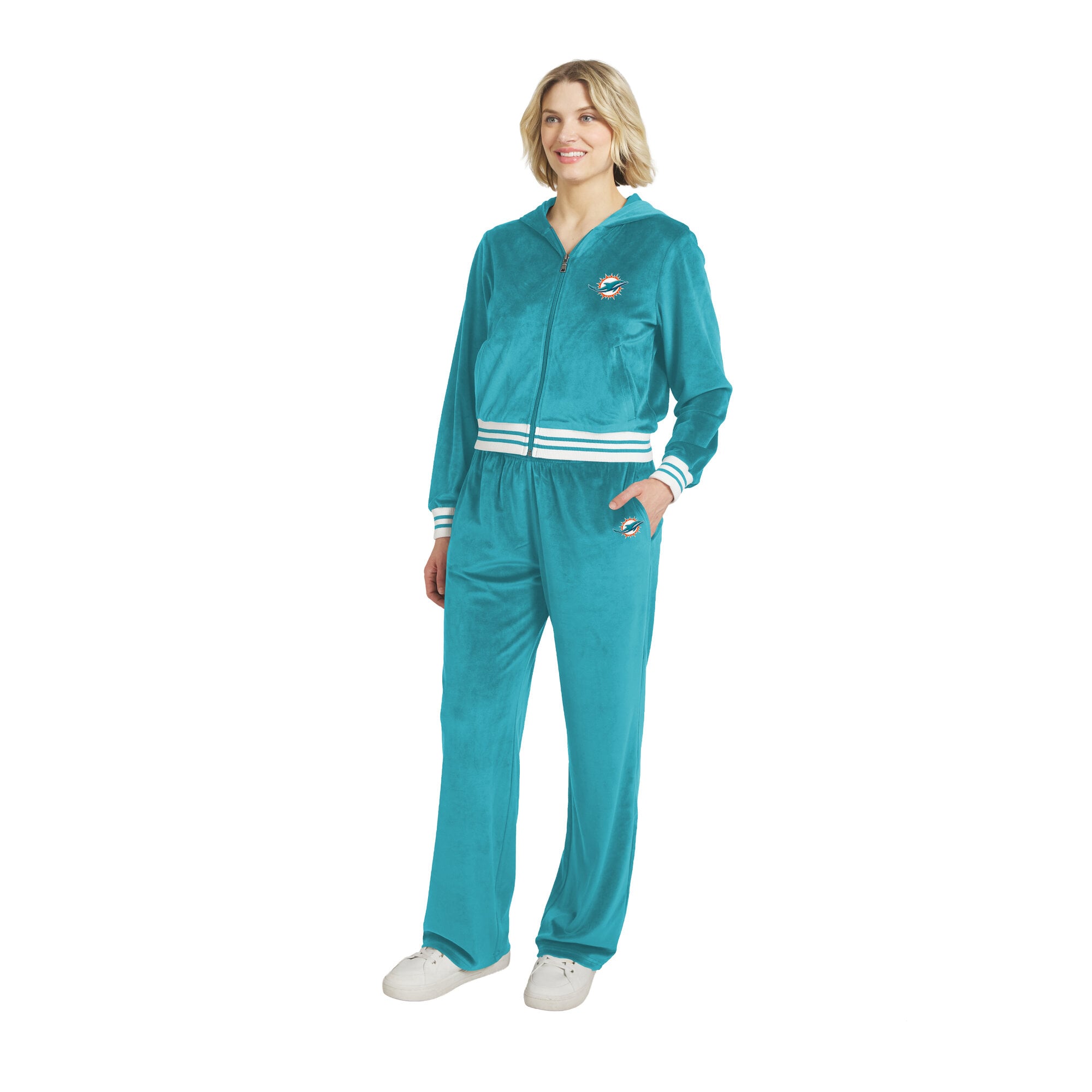 Women's WEAR by Erin Andrews  Aqua Miami Dolphins Velour Track Suit