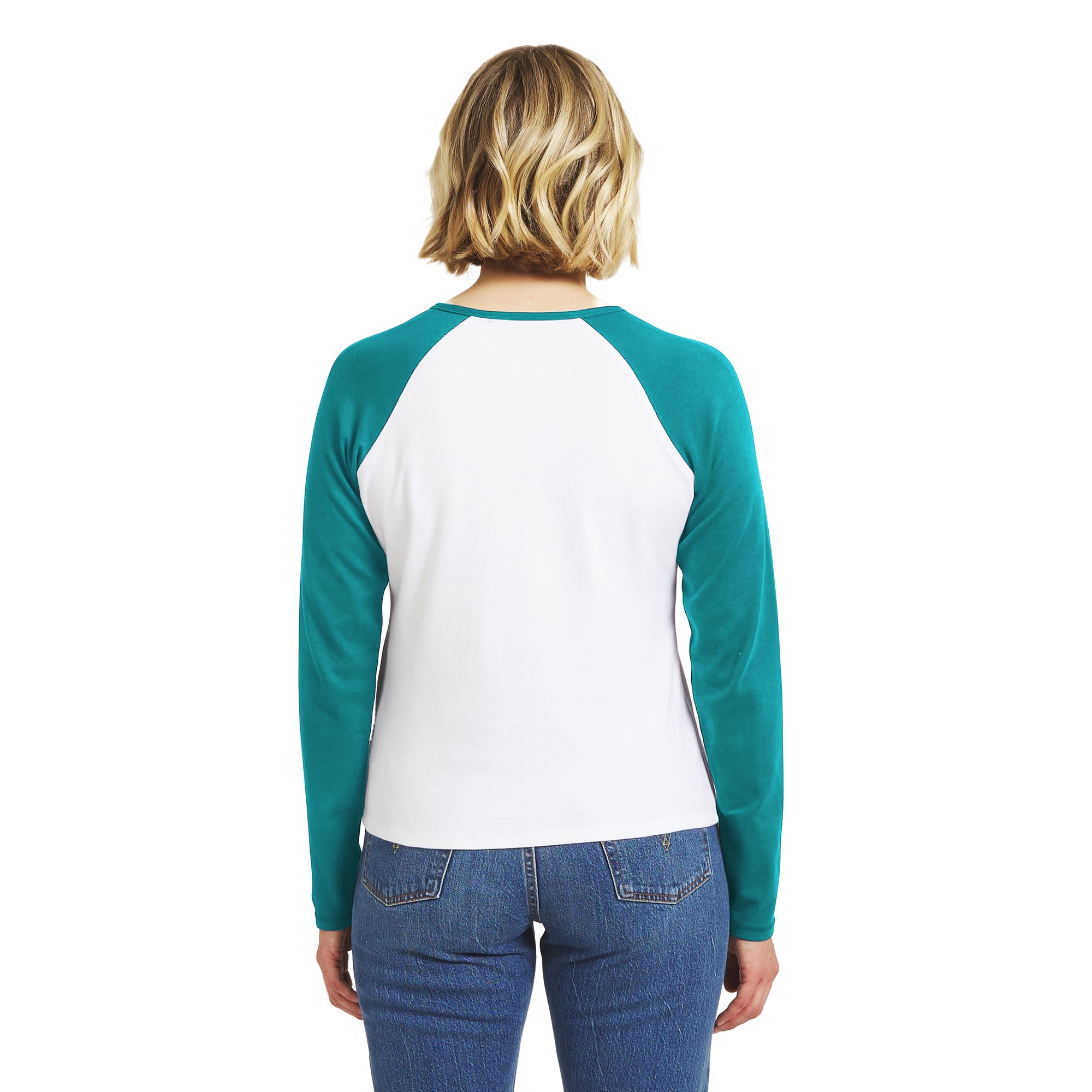 Women's WEAR by Erin Andrews  White/Aqua Miami Dolphins Henley Long Sleeve Raglan T-Shirt