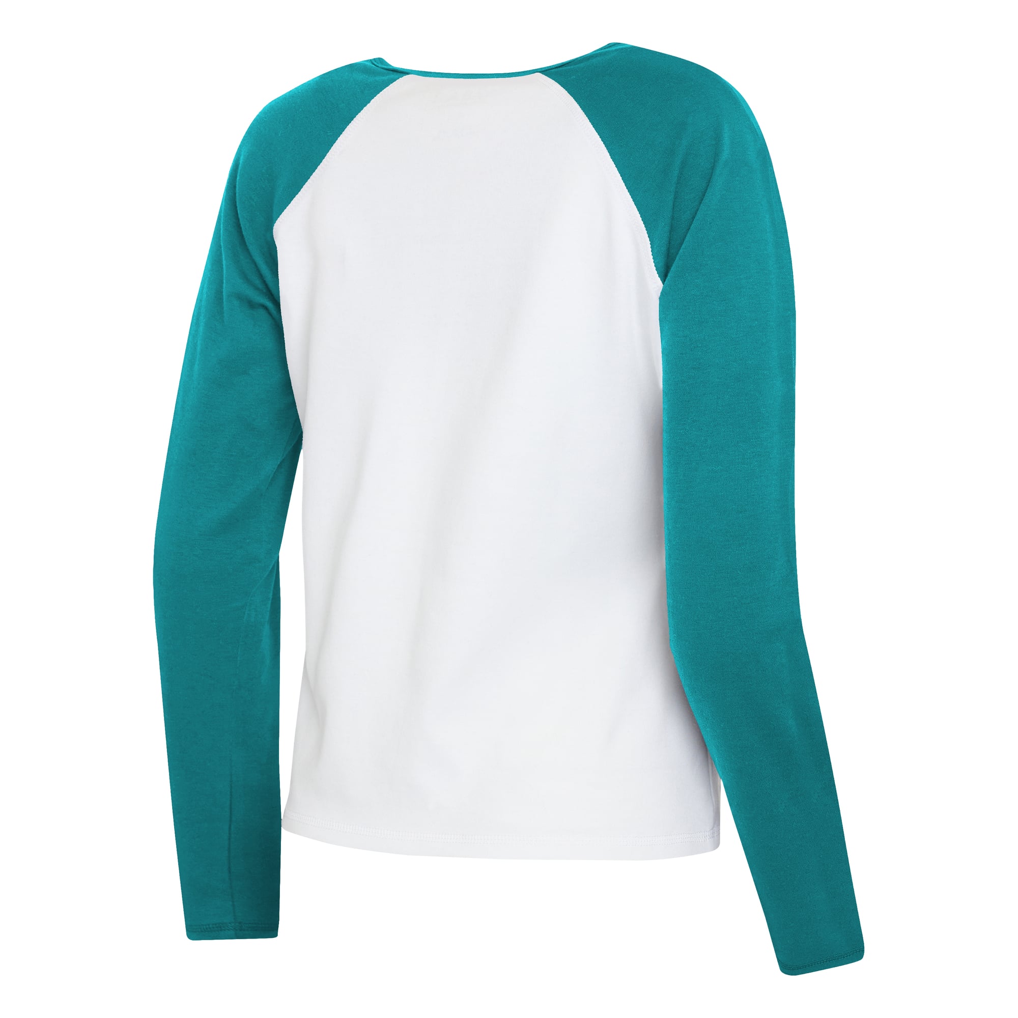 Women's WEAR by Erin Andrews  White/Aqua Miami Dolphins Henley Long Sleeve Raglan T-Shirt