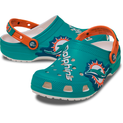  Miami Dolphins Crocs Youth Classic Clog - Aqua